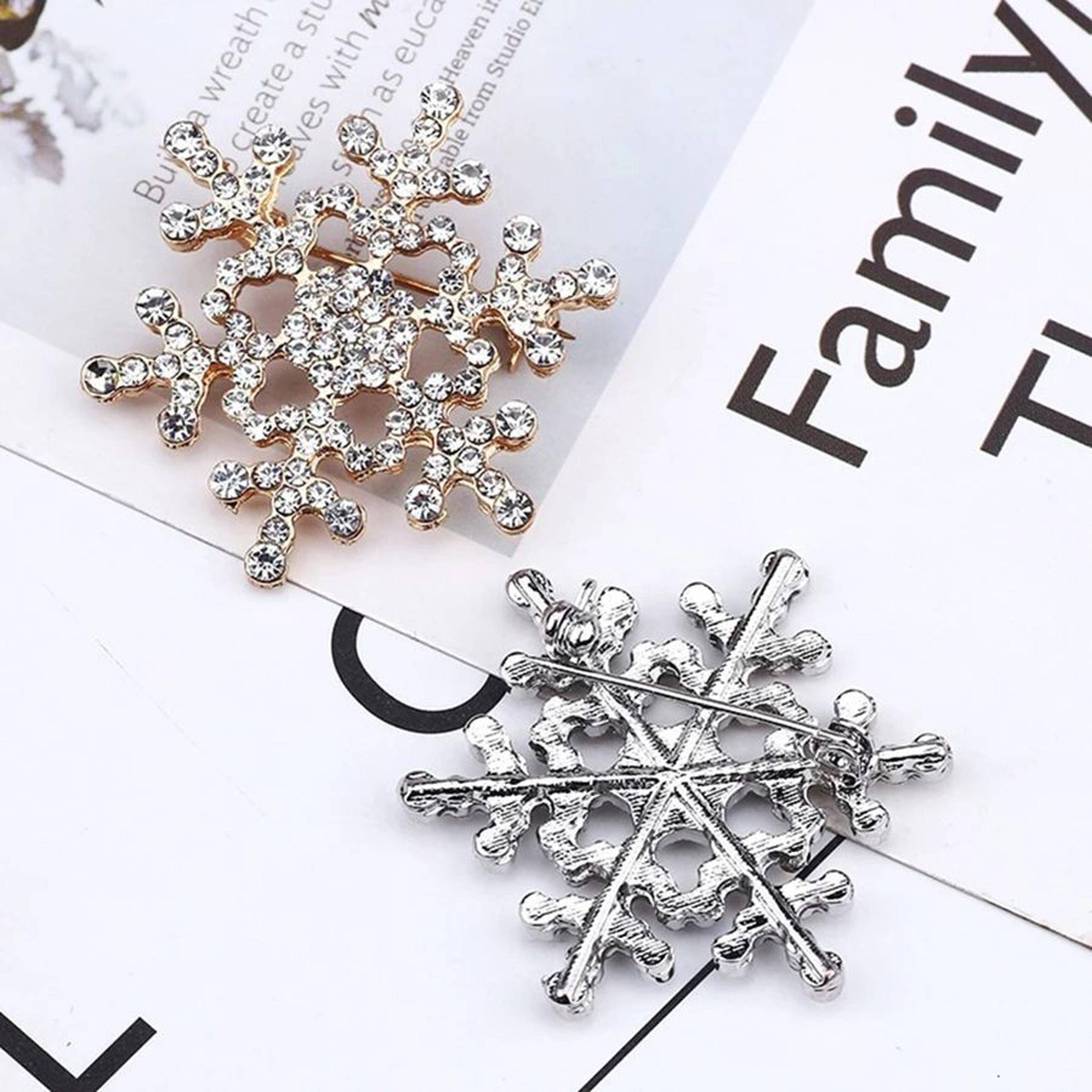 Elegant Rhinestone Snowflake Brooch Pin 3