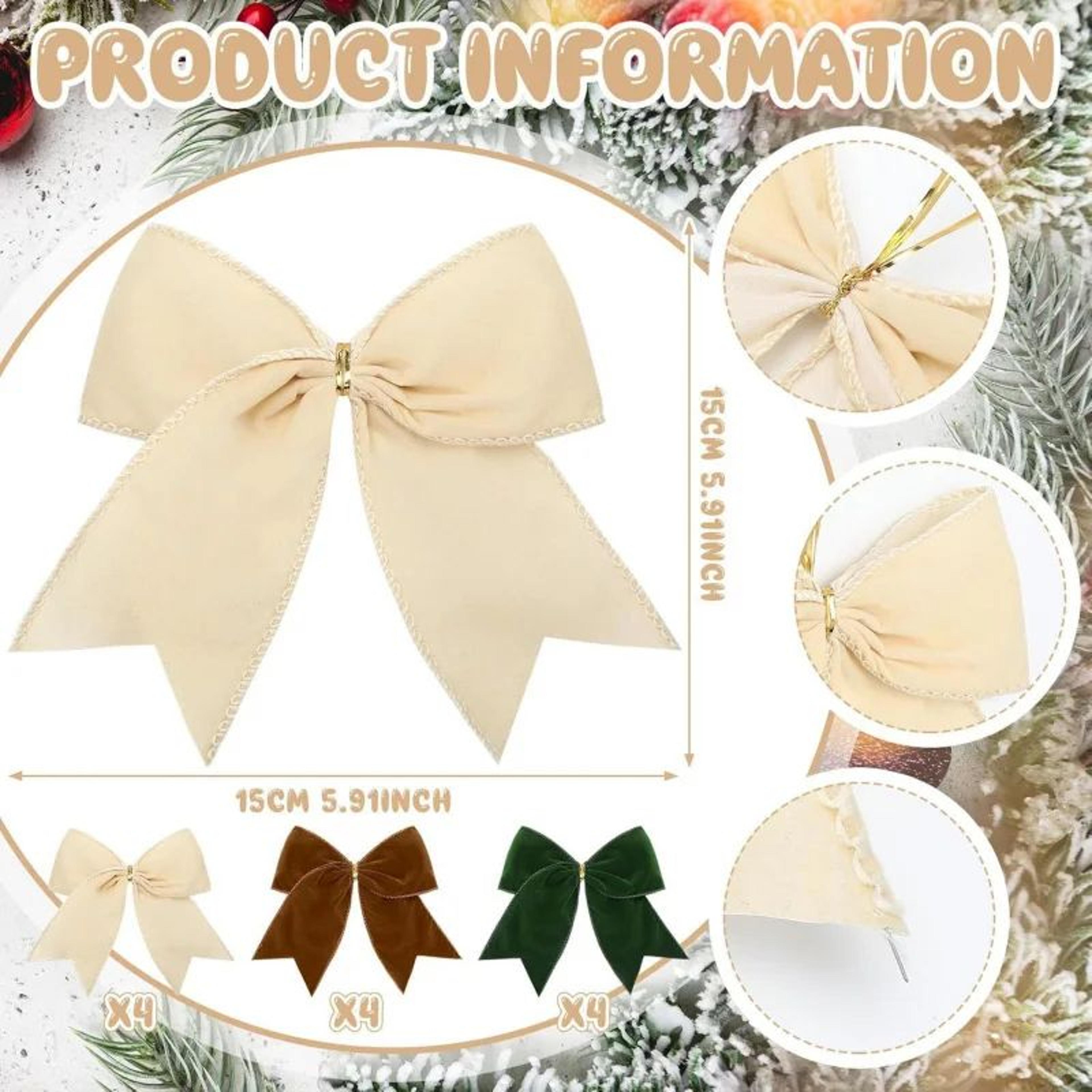 Red Fabric Christmas Bow Hanging Decorations 4