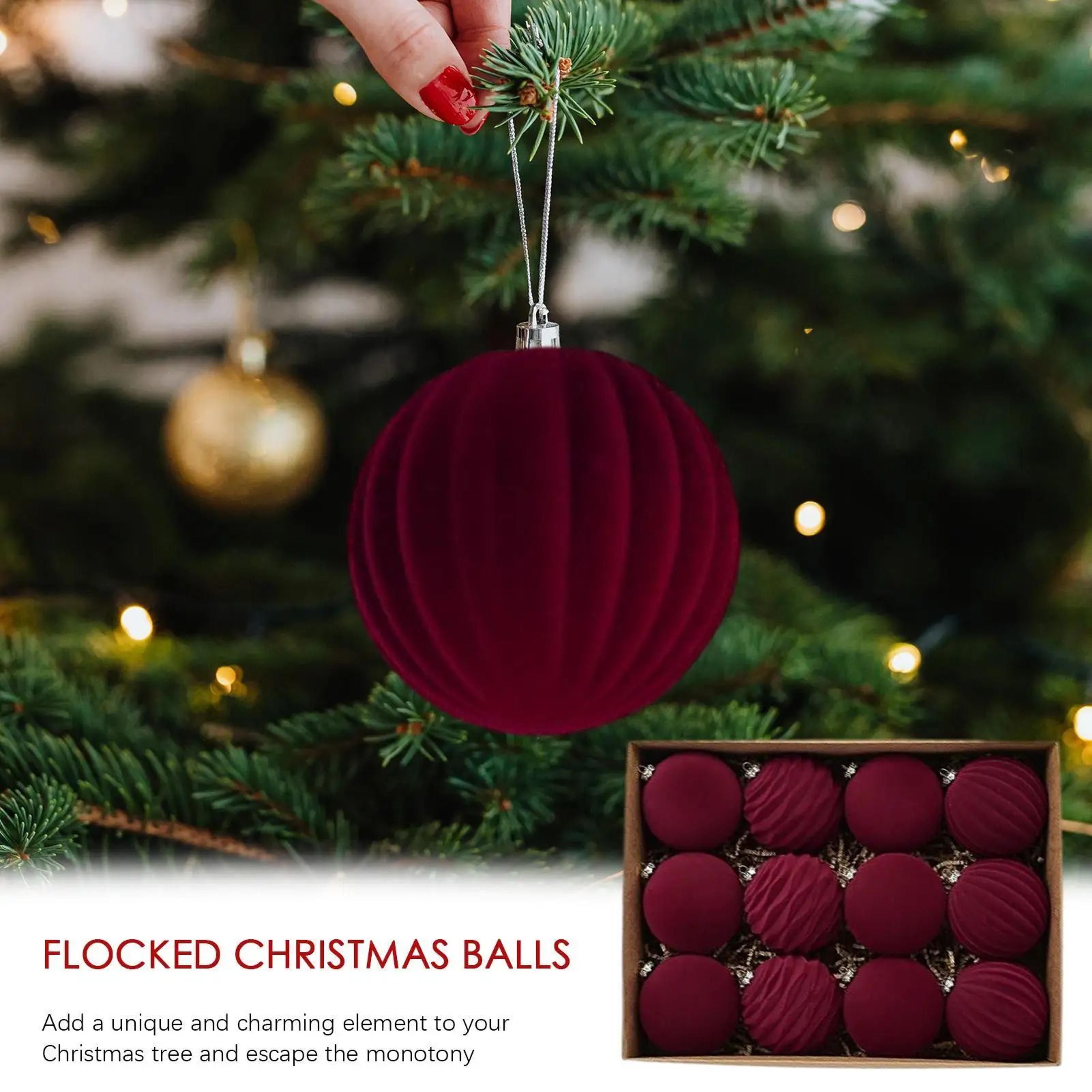 12 Piece Wine Red Christmas Ball Ornaments 1