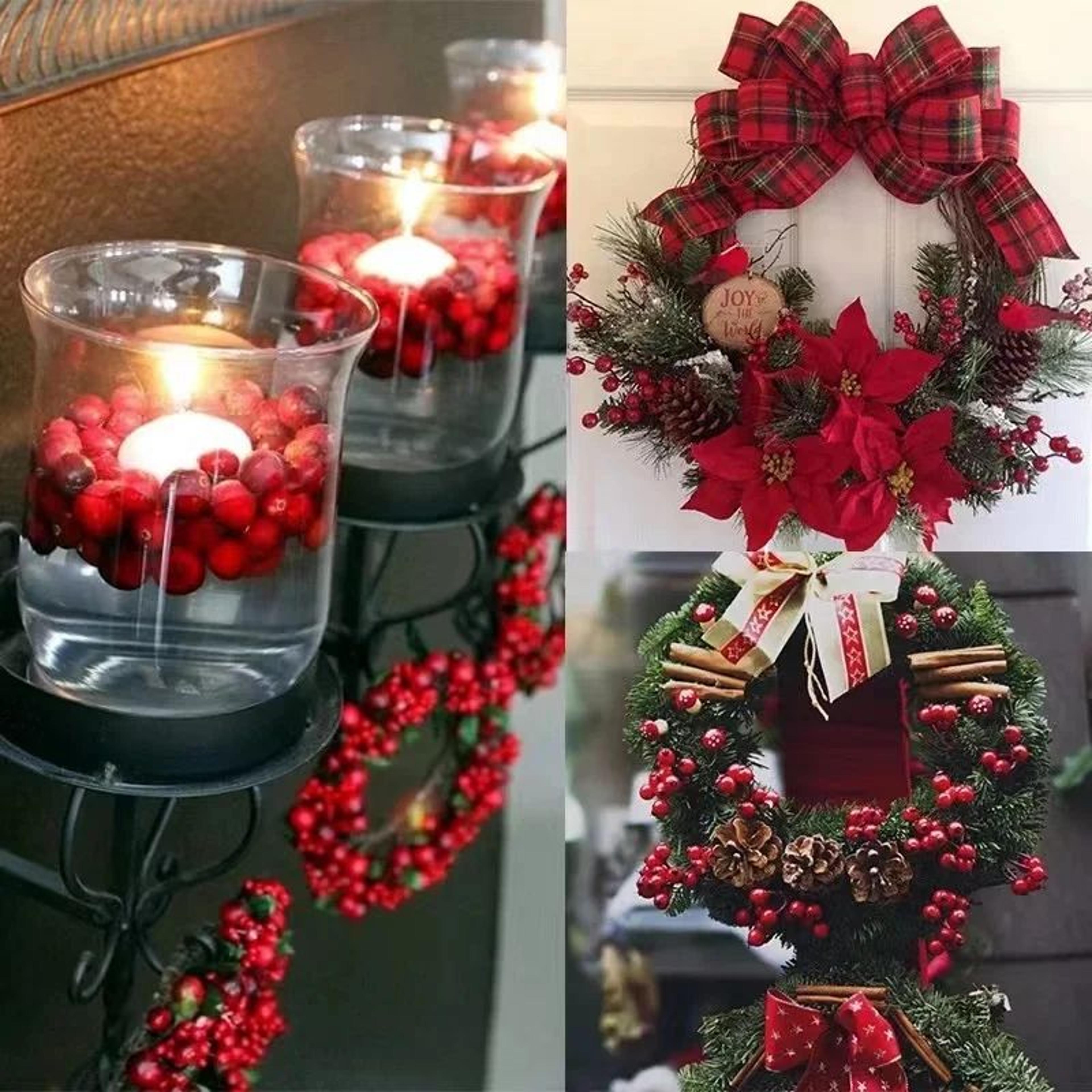 Mini Red Artificial Berry Stems For Christmas Decor 2