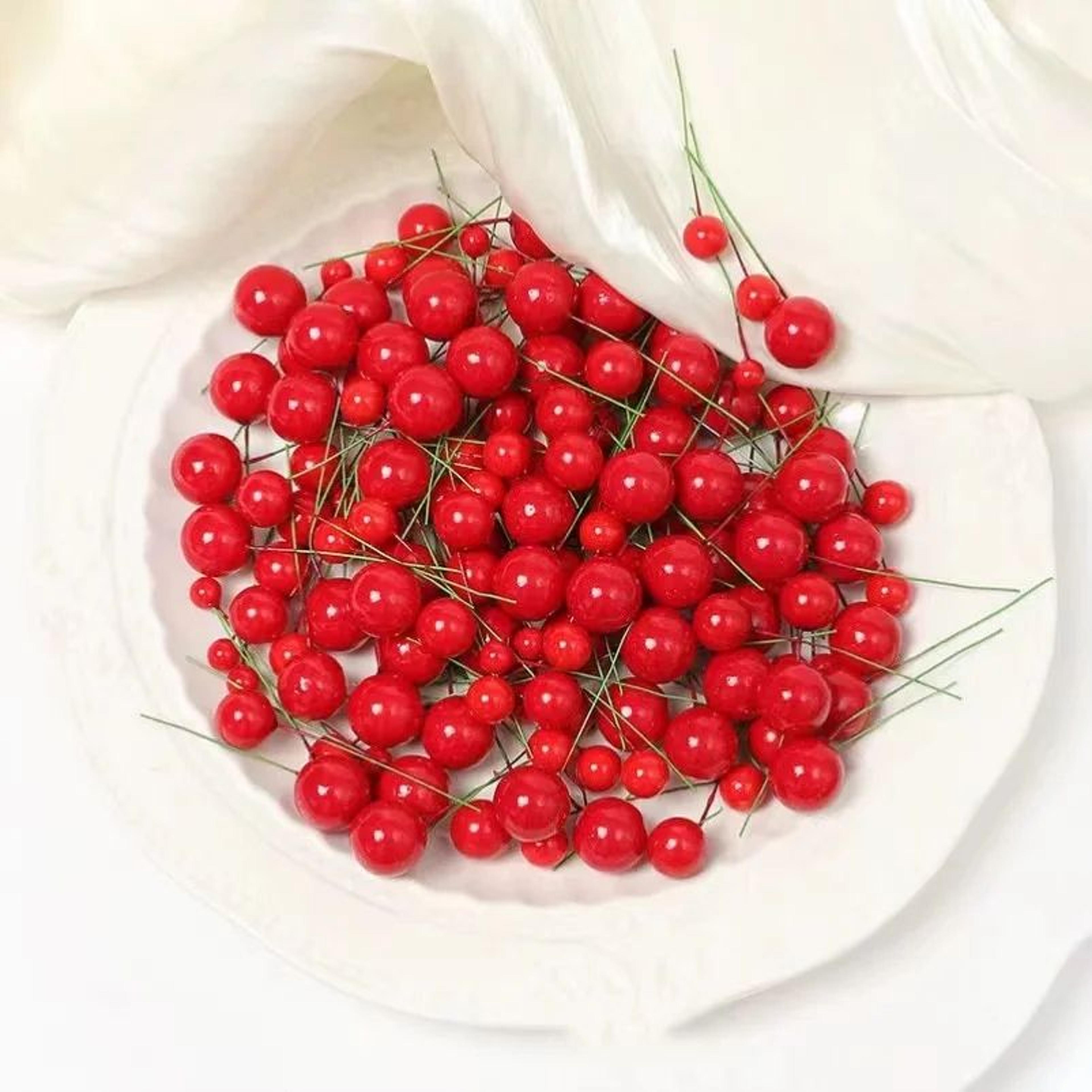 Mini Red Artificial Berry Stems For Christmas Decor 3