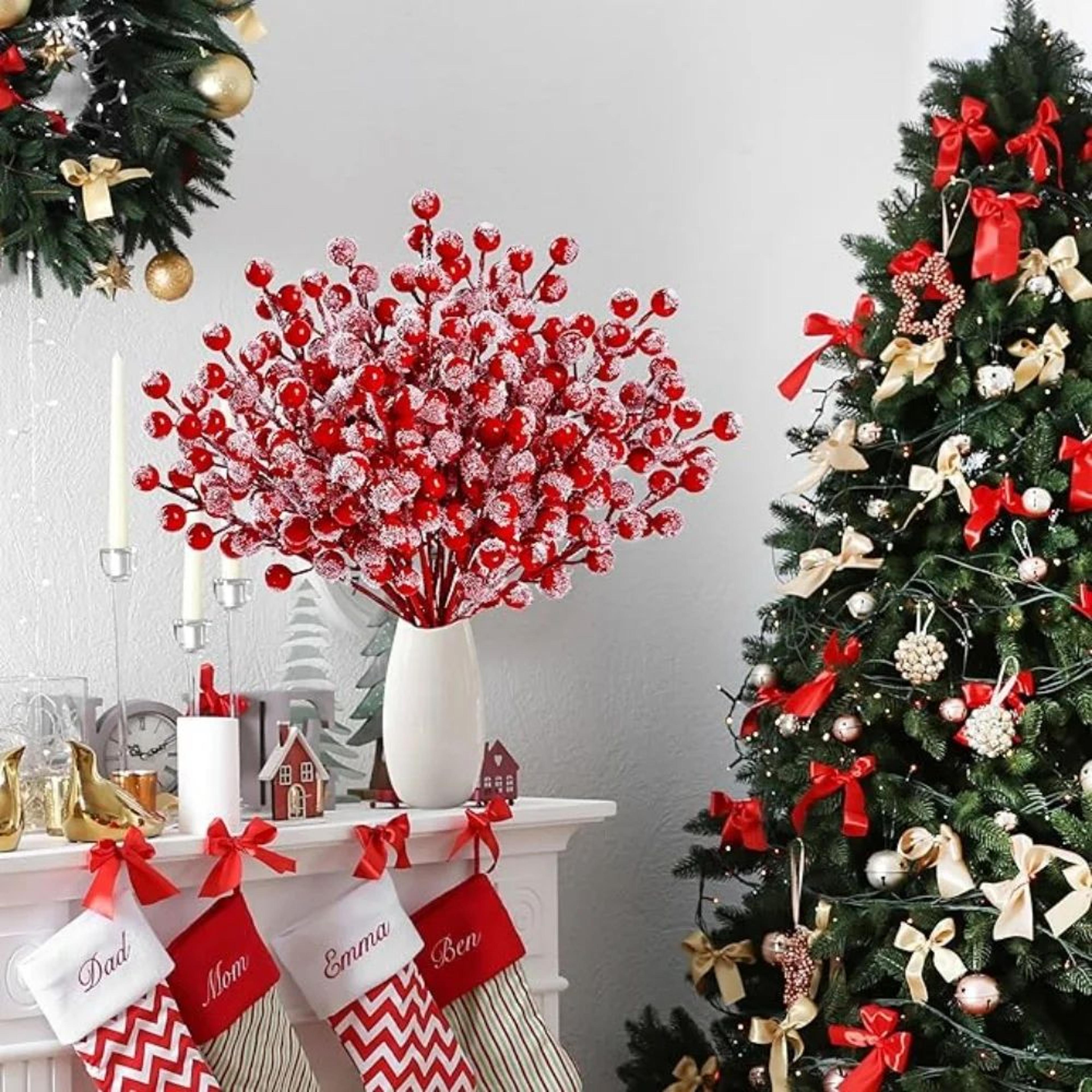 10 Piece Artificial Red Holly Berry Branches 2