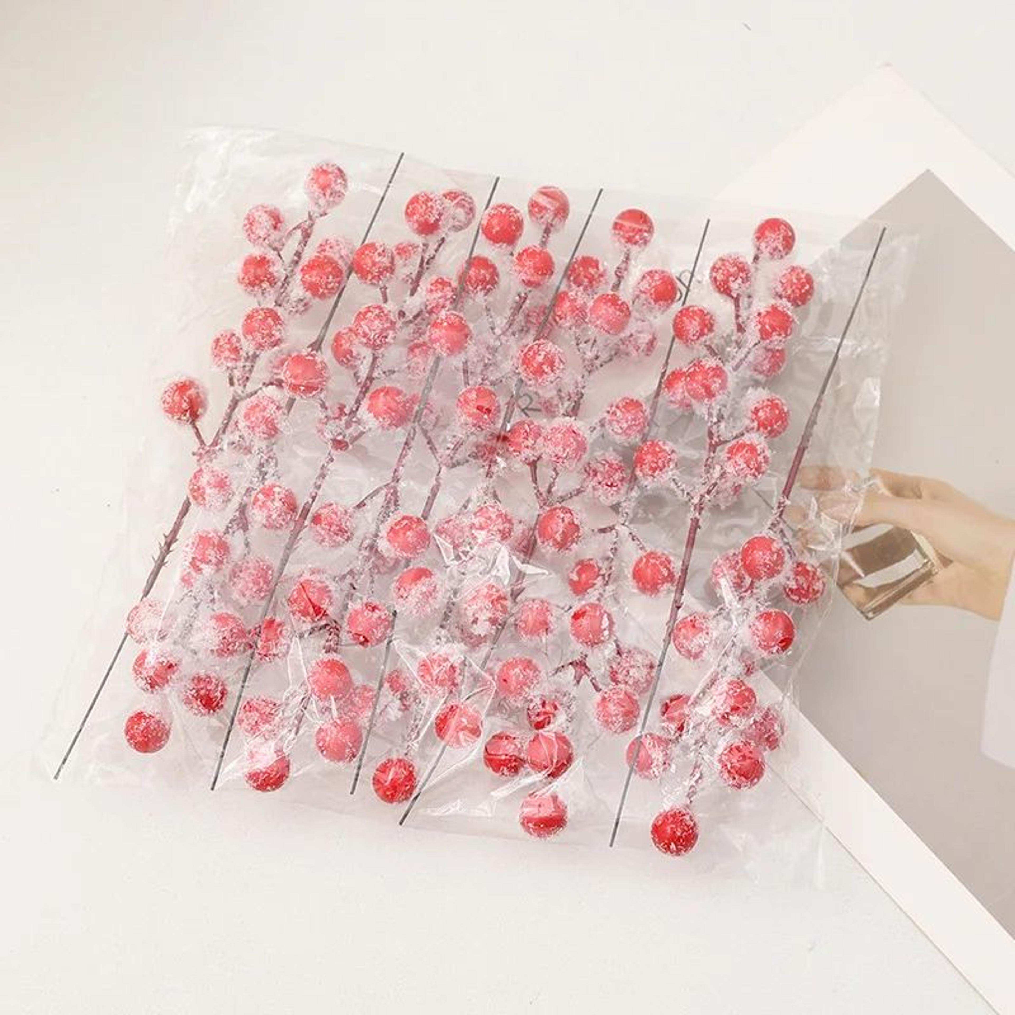 10 Piece Artificial Red Holly Berry Branches 14