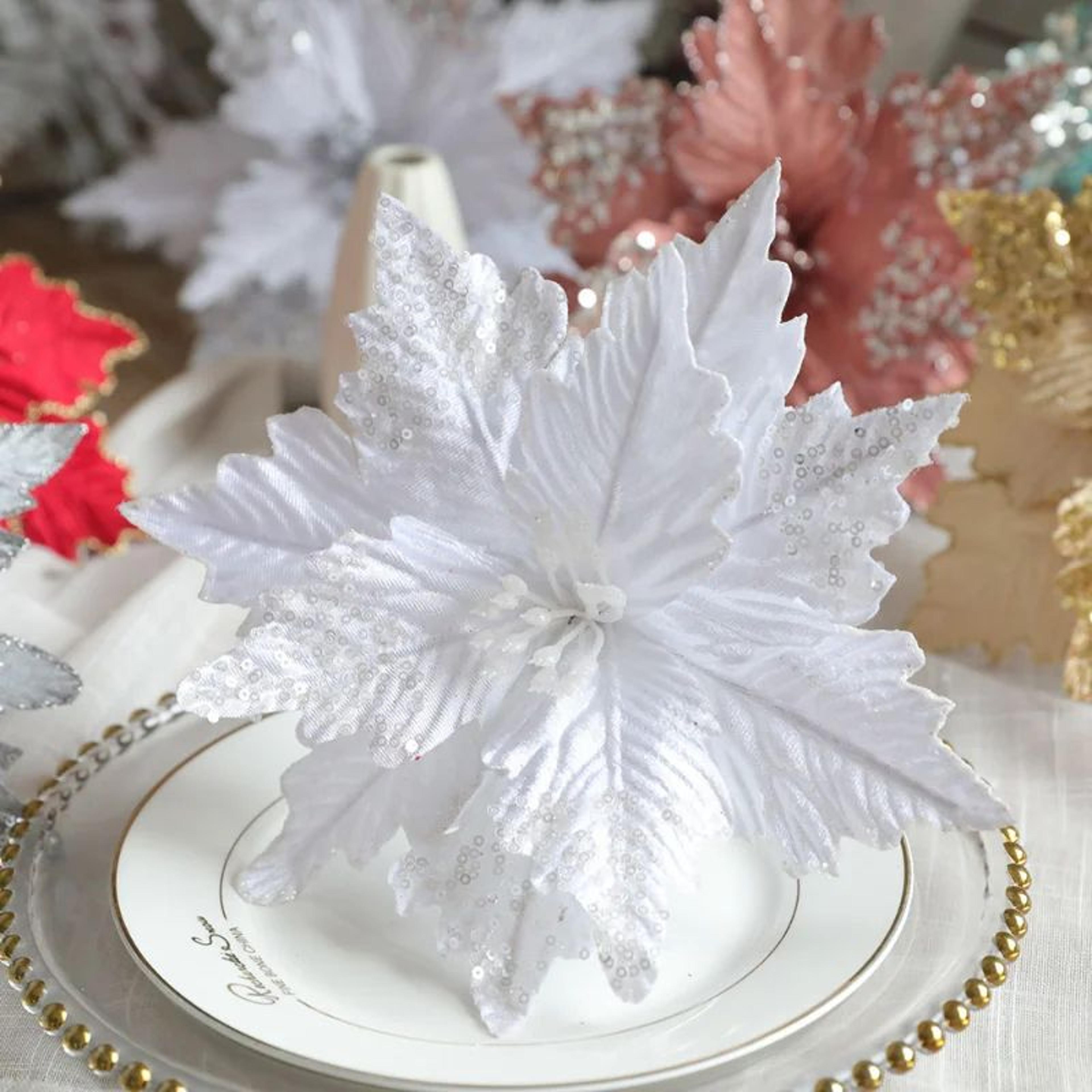 26cm Artificial Christmas Flowers For Holiday Decor 6