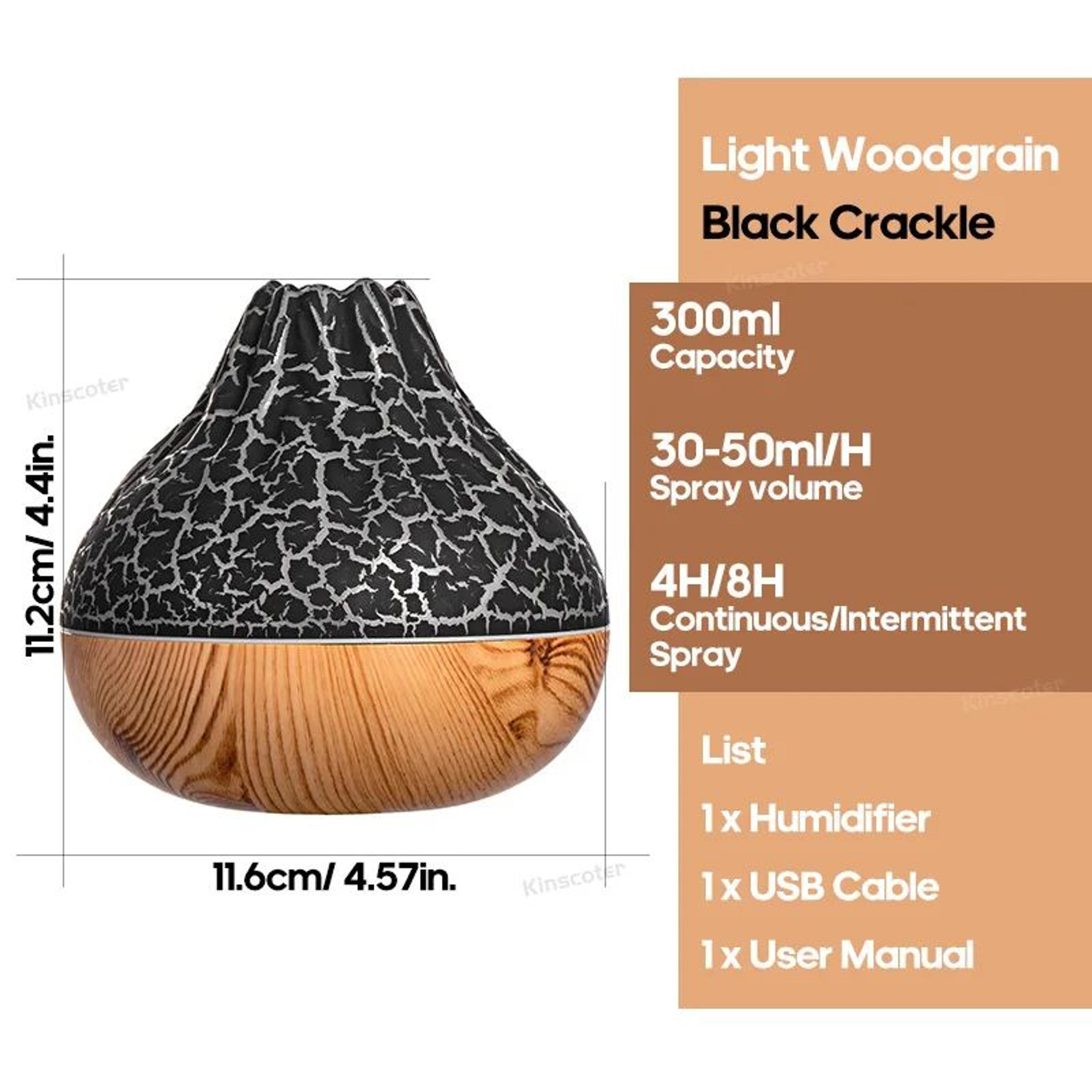 300ml Volcano Mist Humidifier With 7 Color Night Light 9