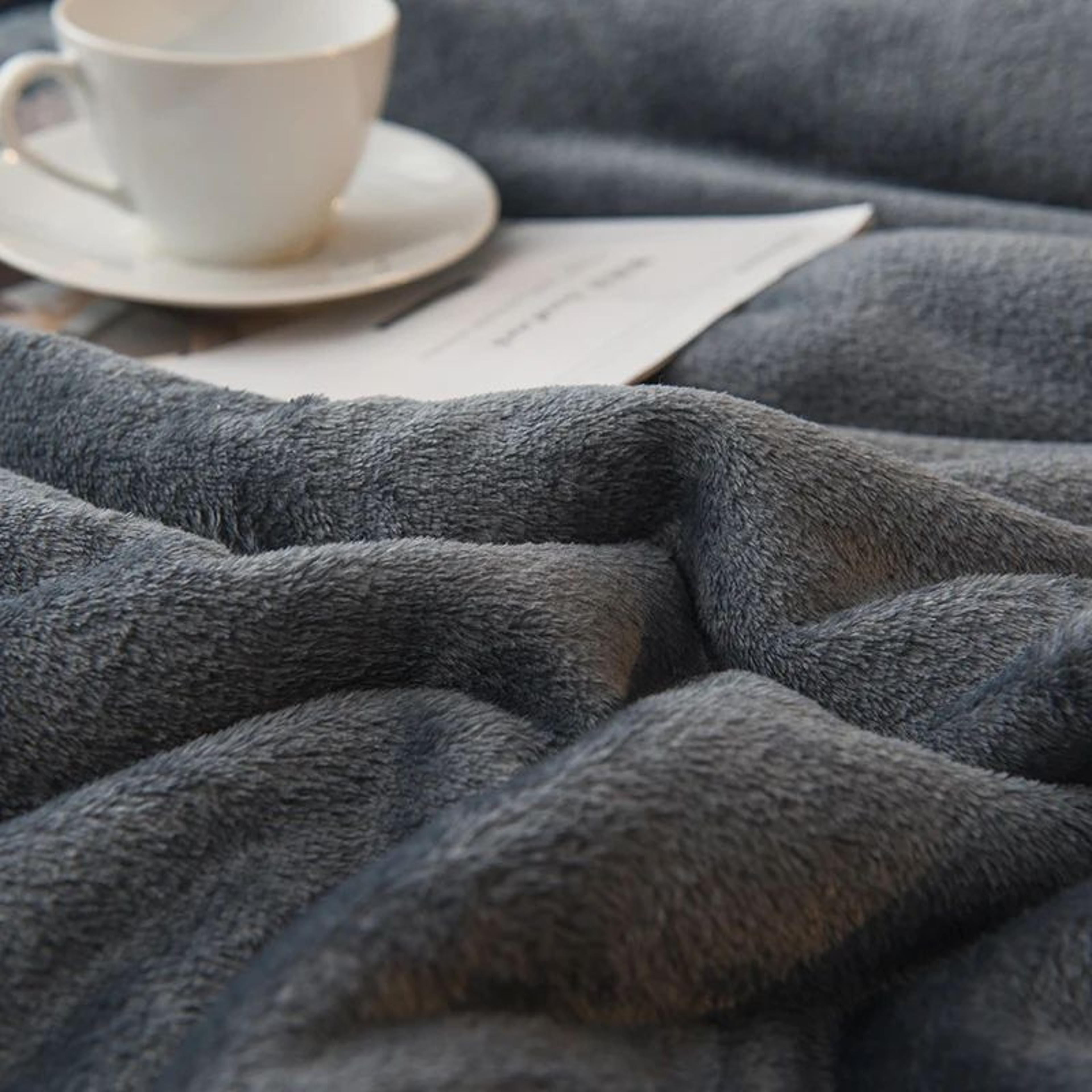 Double Sided Wool Throw Blanket Warm Winter Bed Cover 2