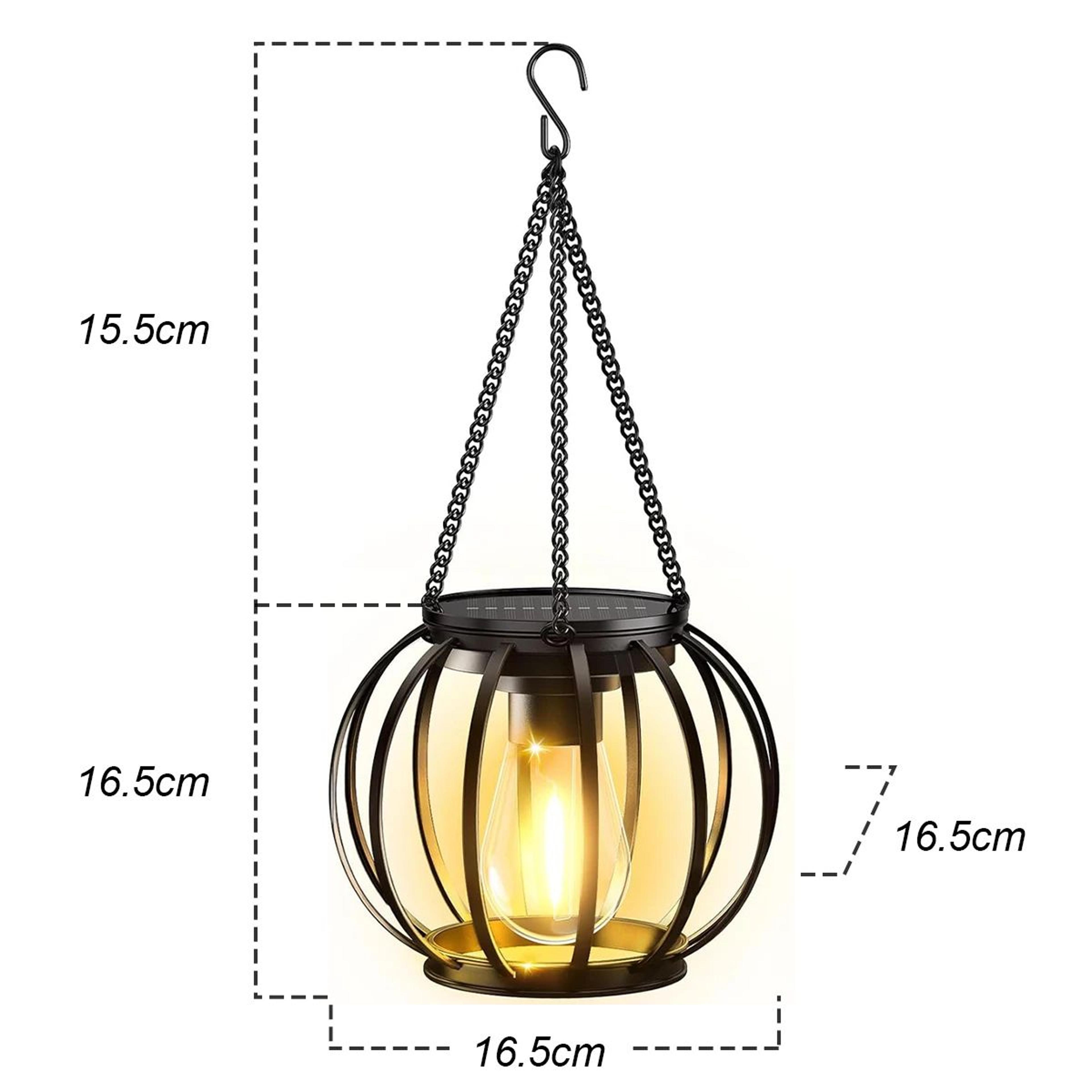 Solar LED Hanging Lantern Waterproof Metal Garden Light With Chain 6