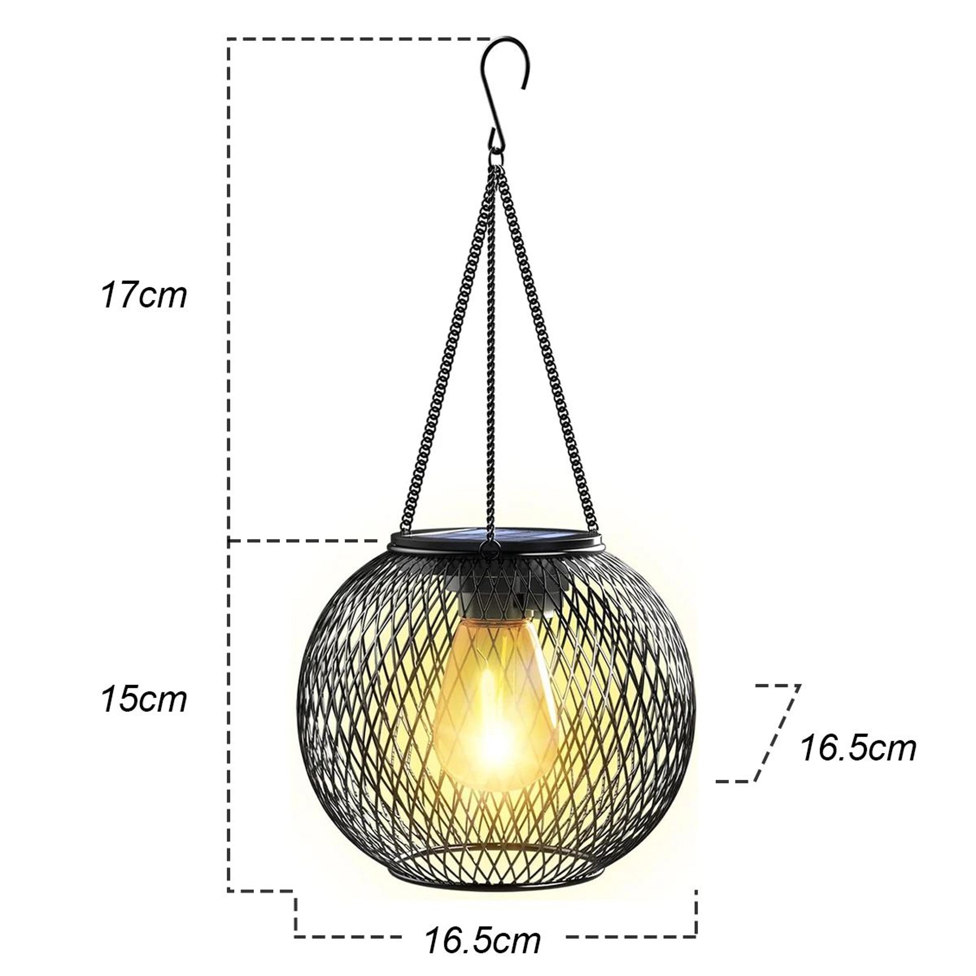 Solar LED Hanging Lantern Waterproof Metal Garden Light With Chain 8