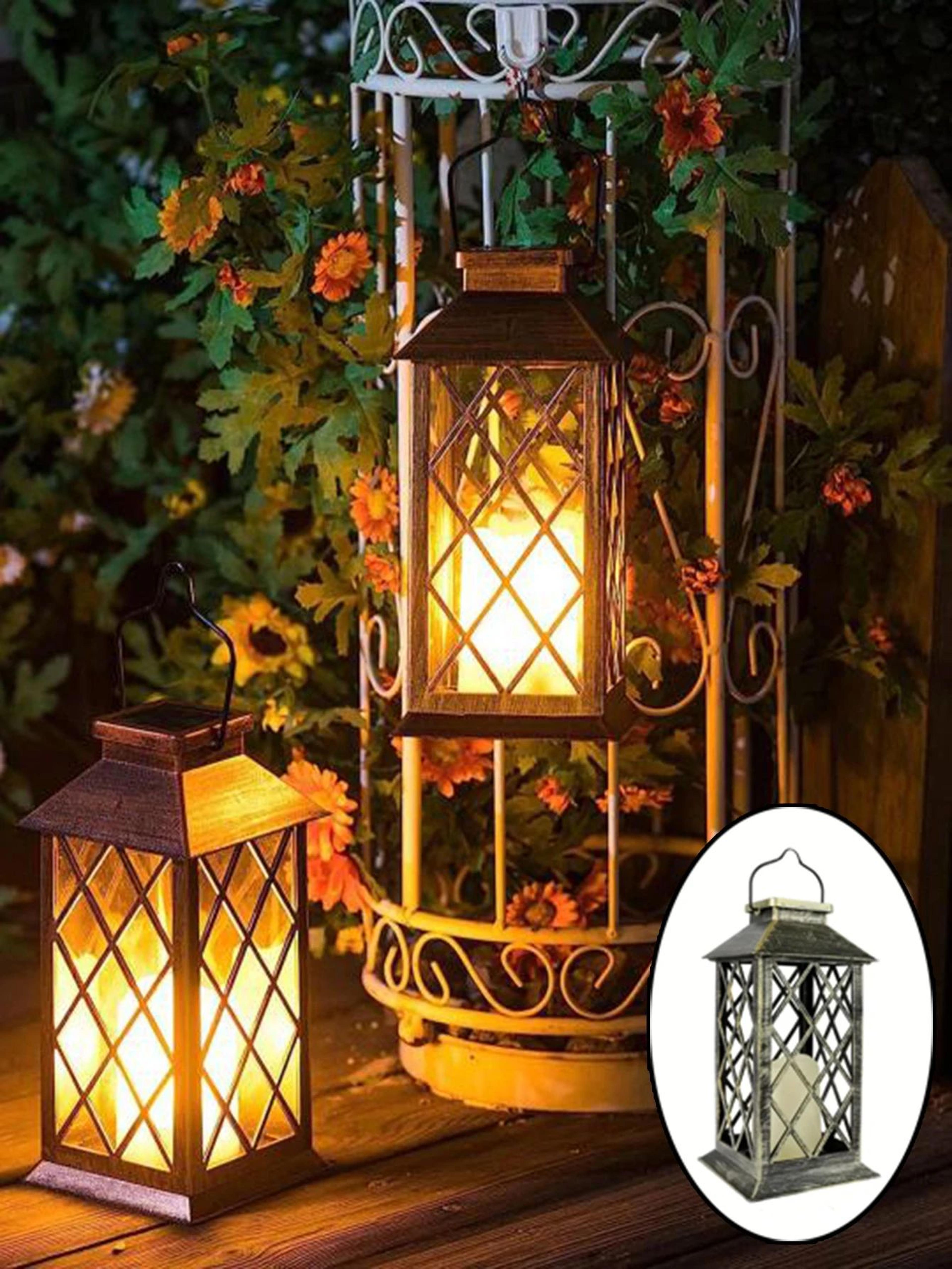 solar hanging flameless candle lantern outdoor decorative light