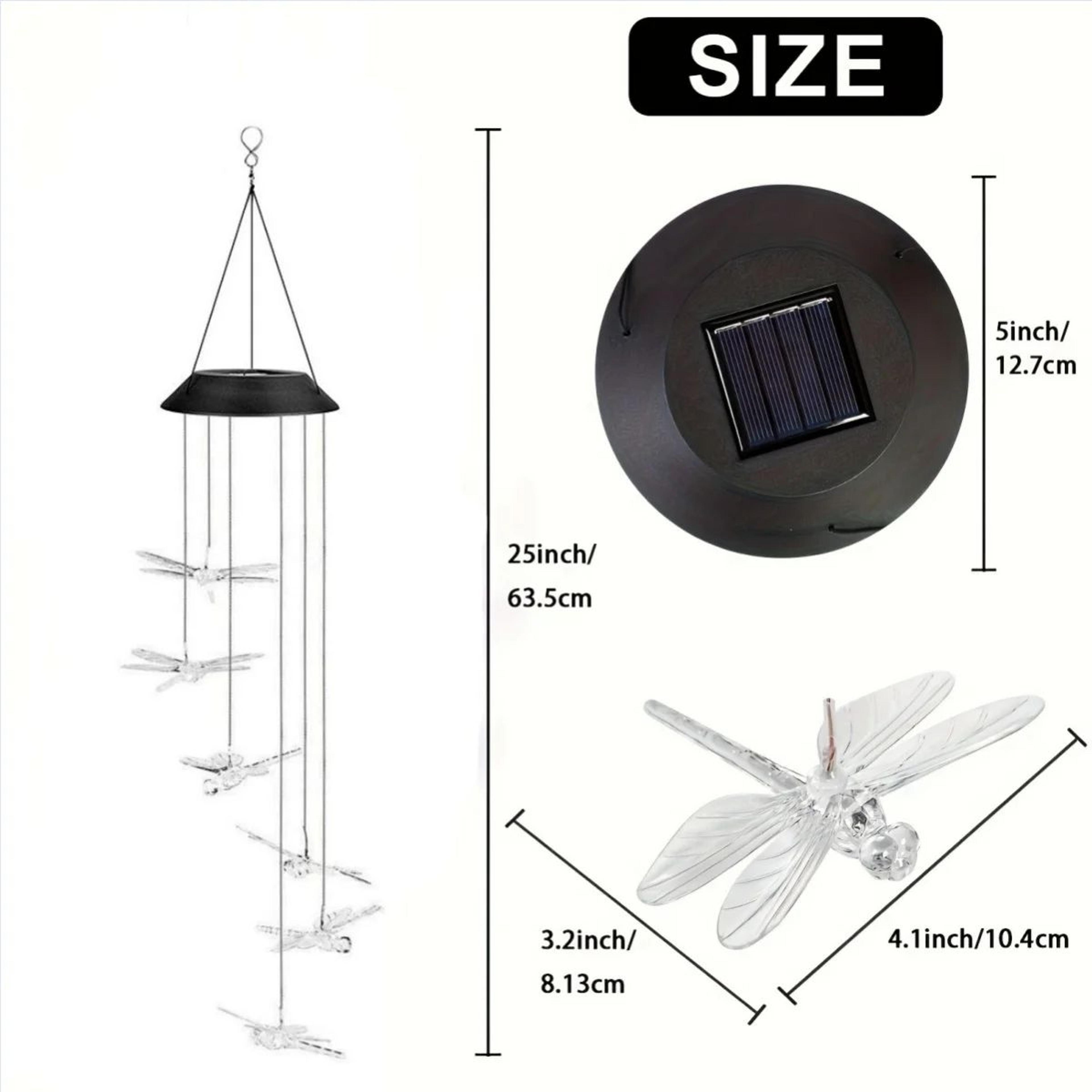 Solar Dragonfly Wind Chime Light Outdoor Garden Decor 1