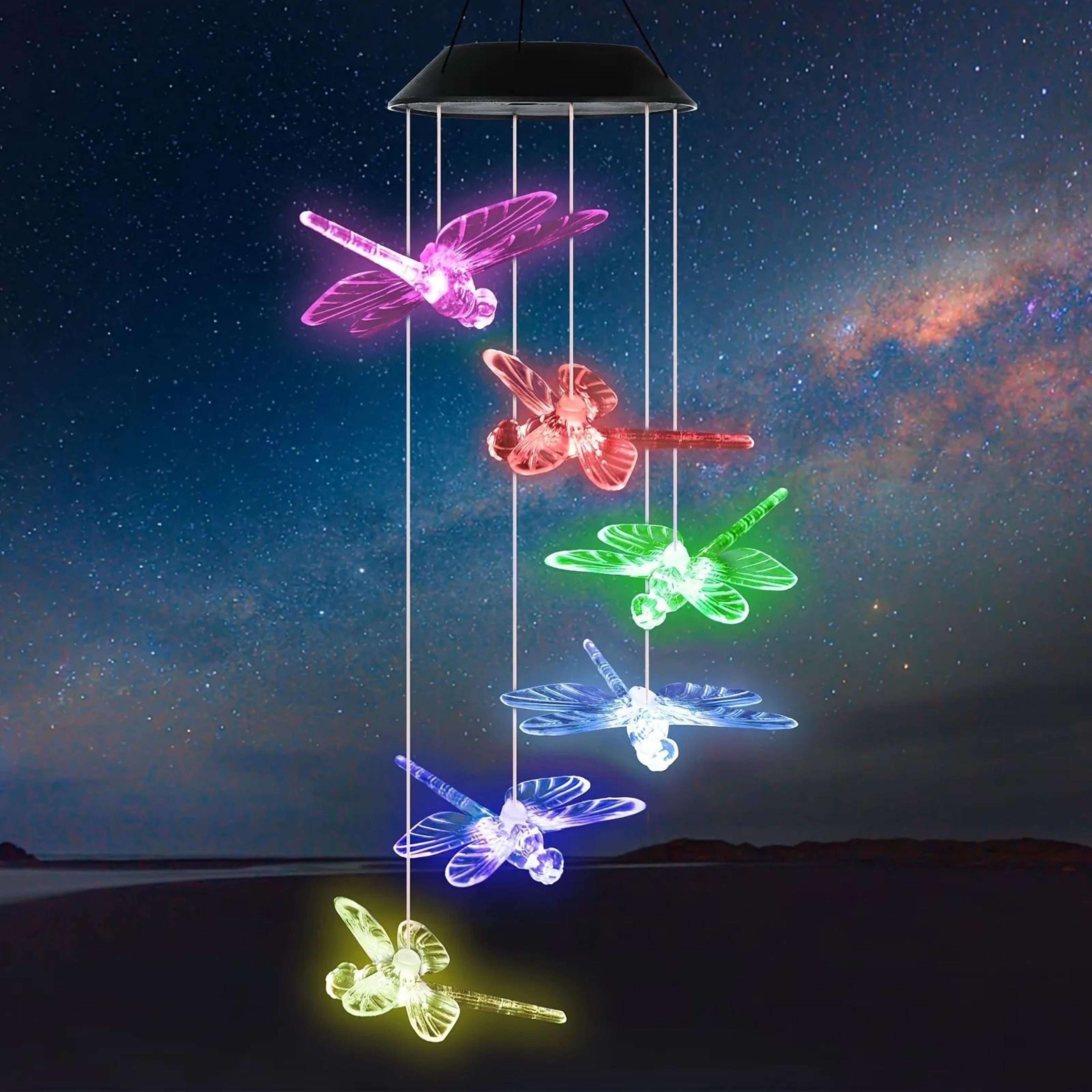 Solar Dragonfly Wind Chime Light Outdoor Garden Decor 3