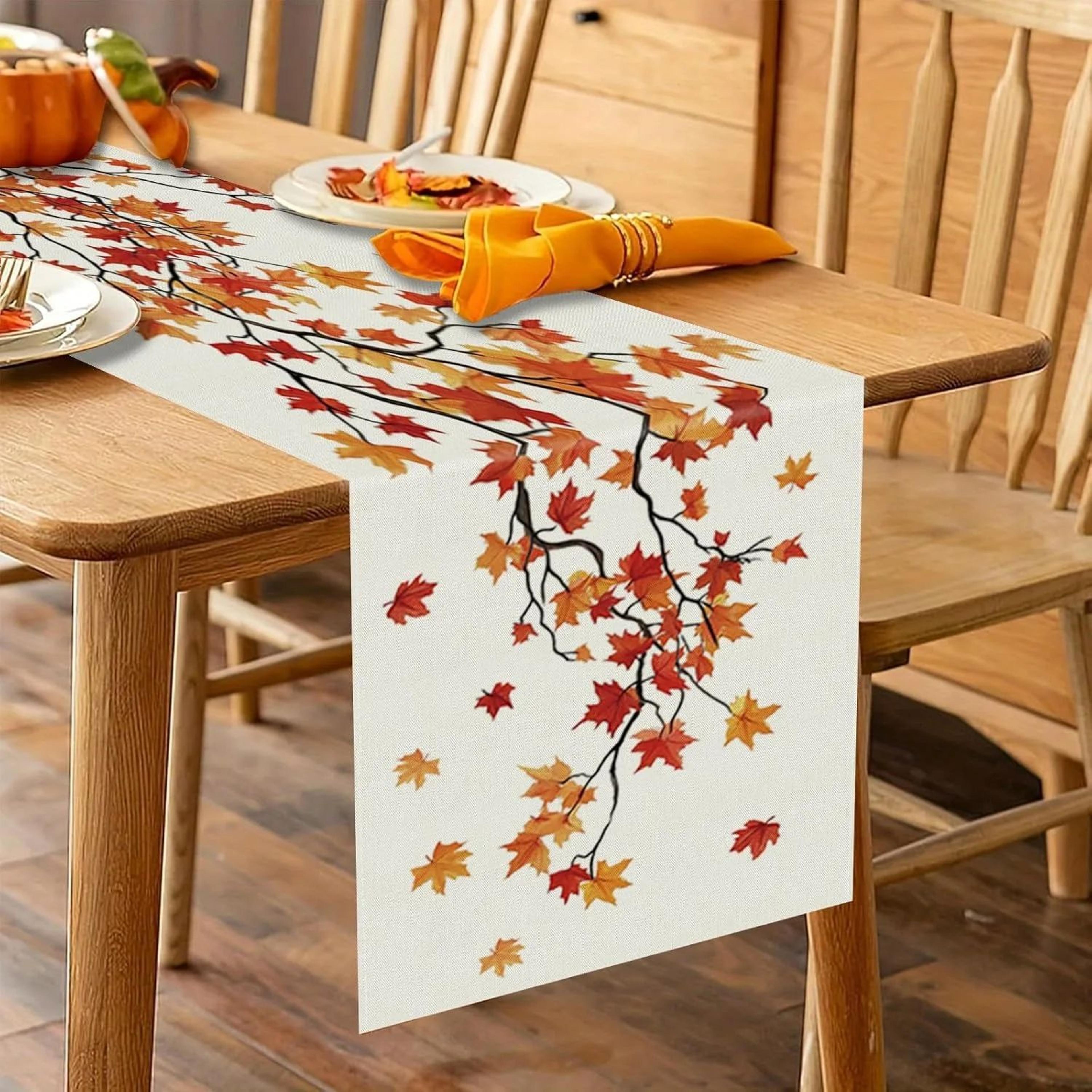 Autumn Maple Leaf Burlap Table Runner For Farmhouse Dining Decor 3