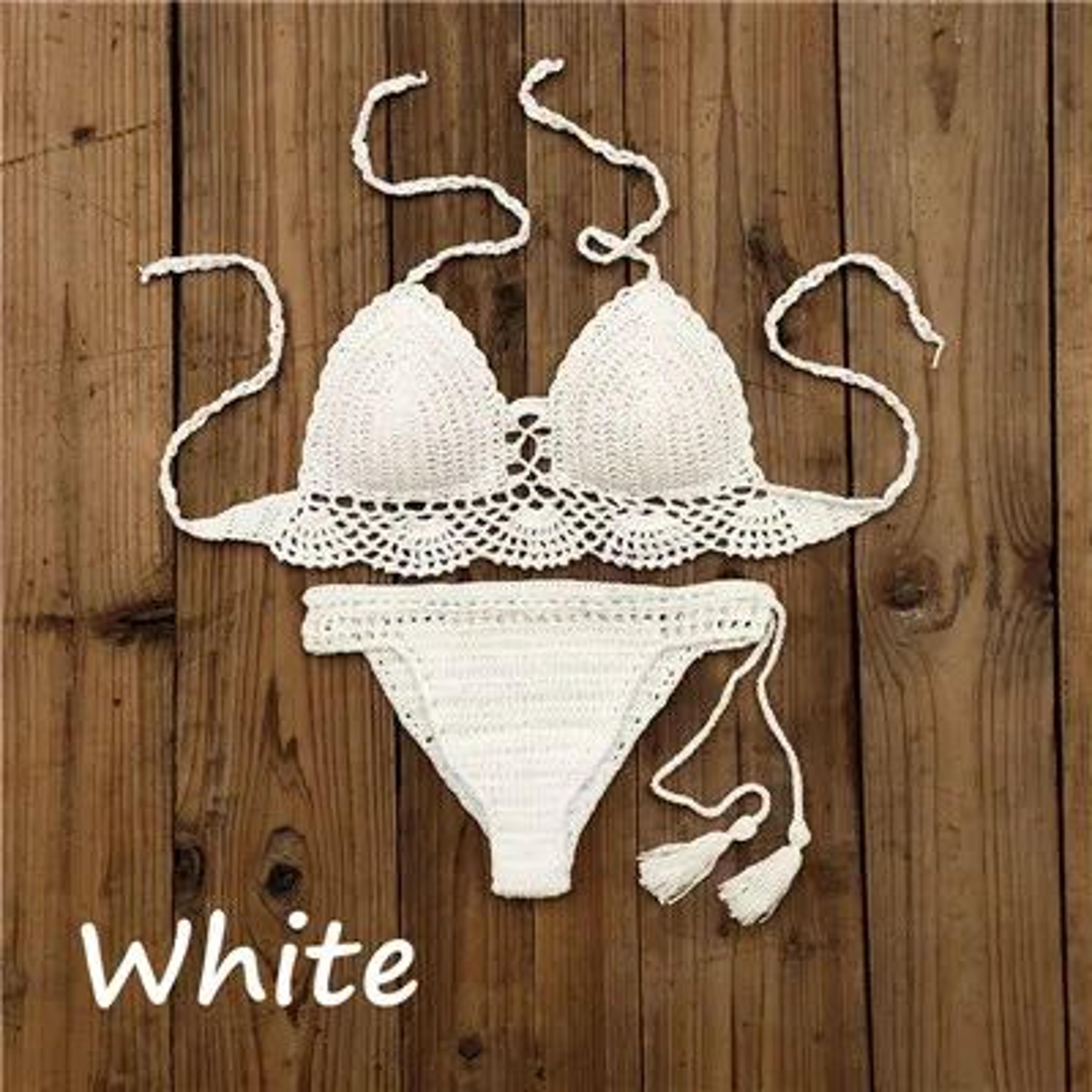 Womens Crochet Bikini Set With Tassel Crop Top And Shorts 5