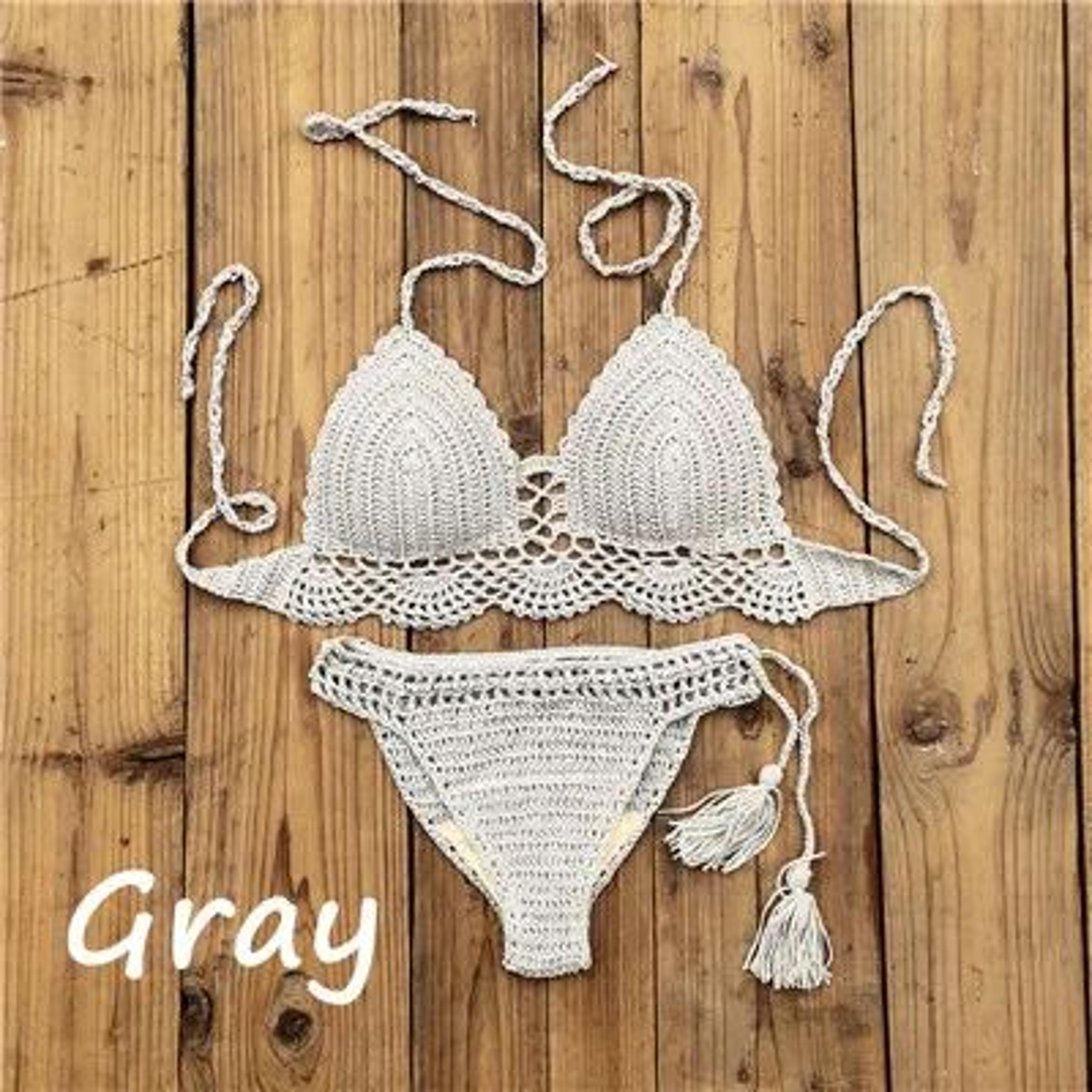 Womens Crochet Bikini Set With Tassel Crop Top And Shorts 12