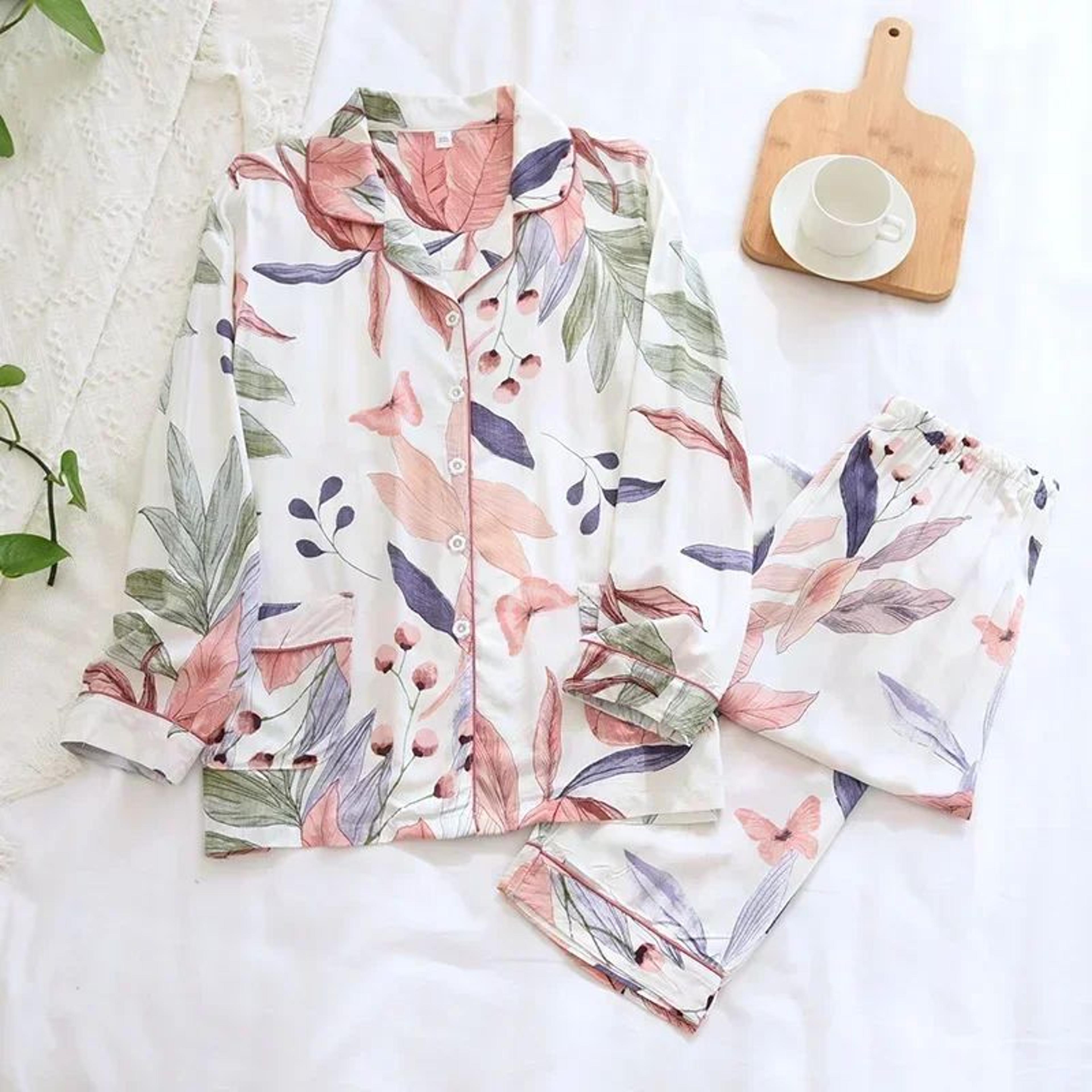 Womens Viscose Pajama Set With Long Sleeves And Matching Trousers 14