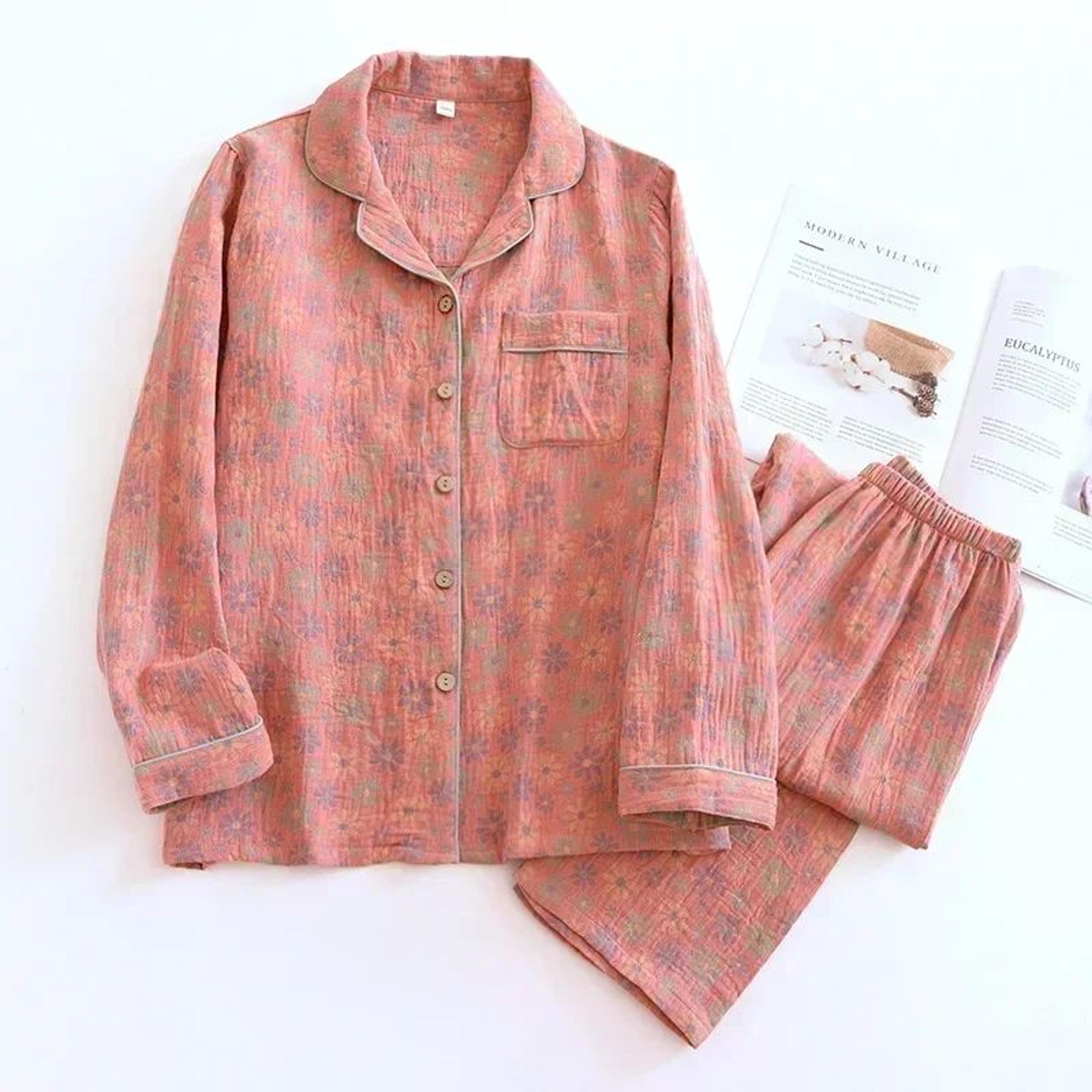 Women Cotton Crepe Pajama Set With Floral Leaf Print 14