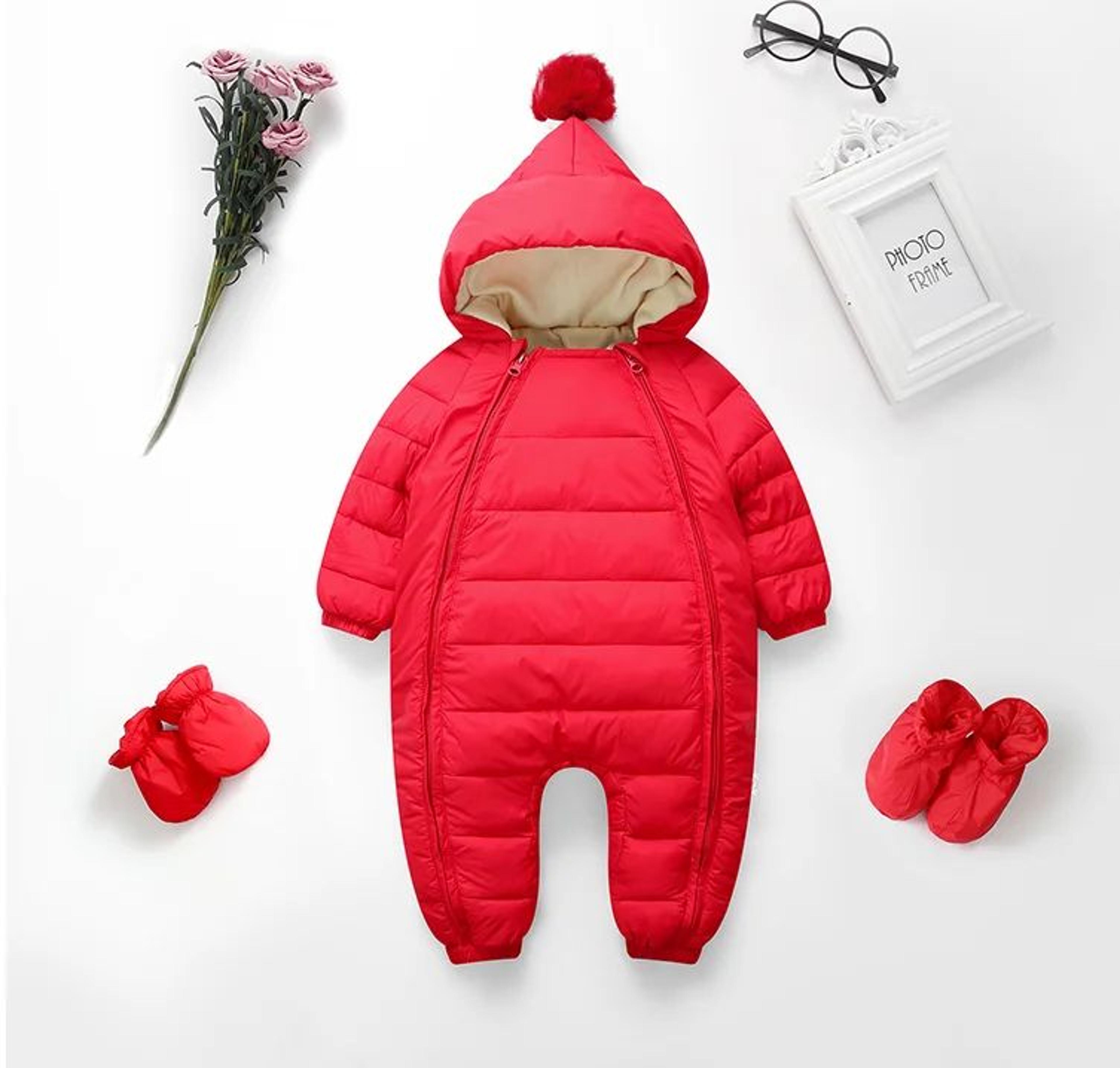 OLEKID Baby Hooded Winter Jumpsuit With Velvet Lining 9