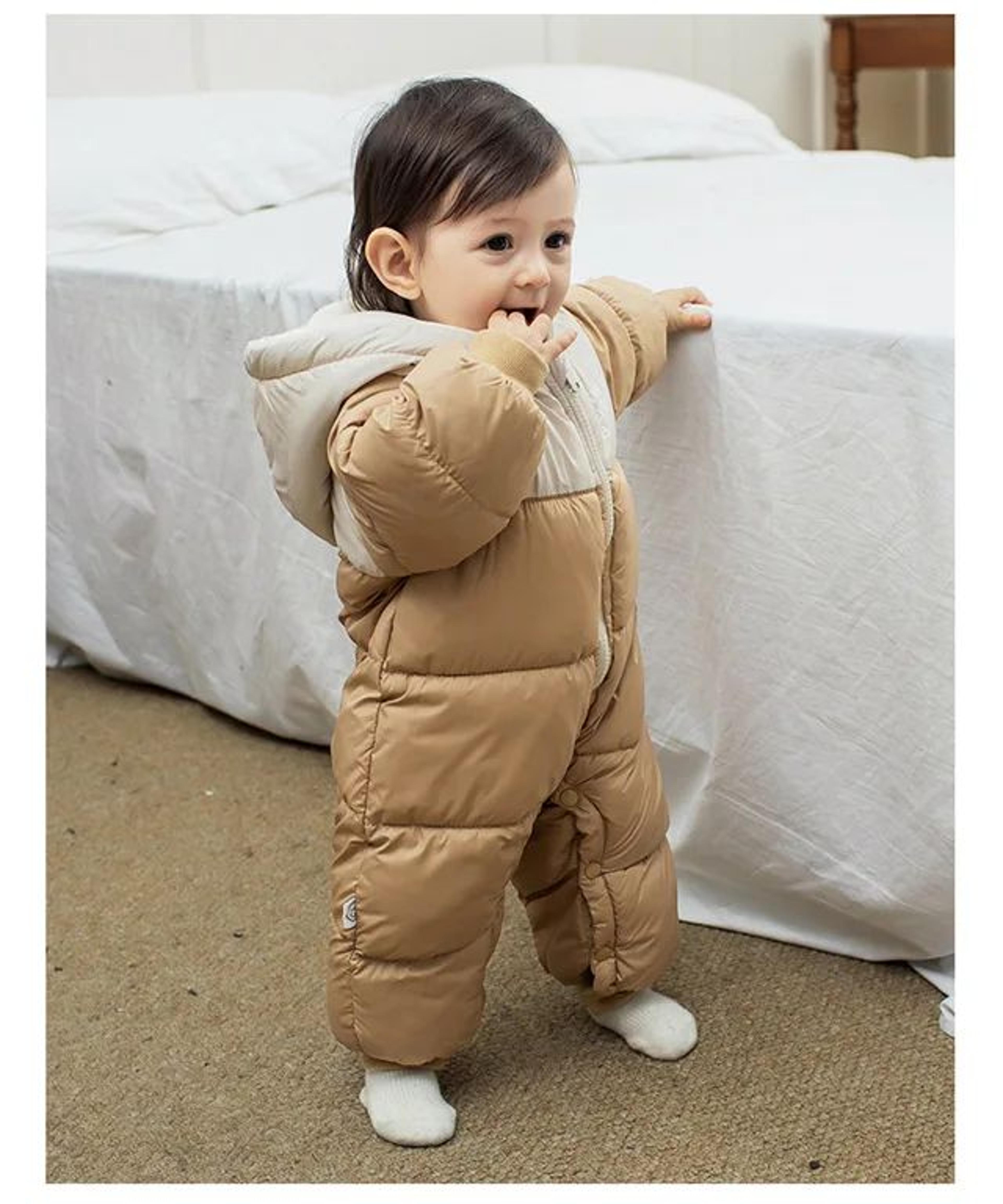 Baby Girls Hooded Winter Snowsuit With Plush Letter Design 3