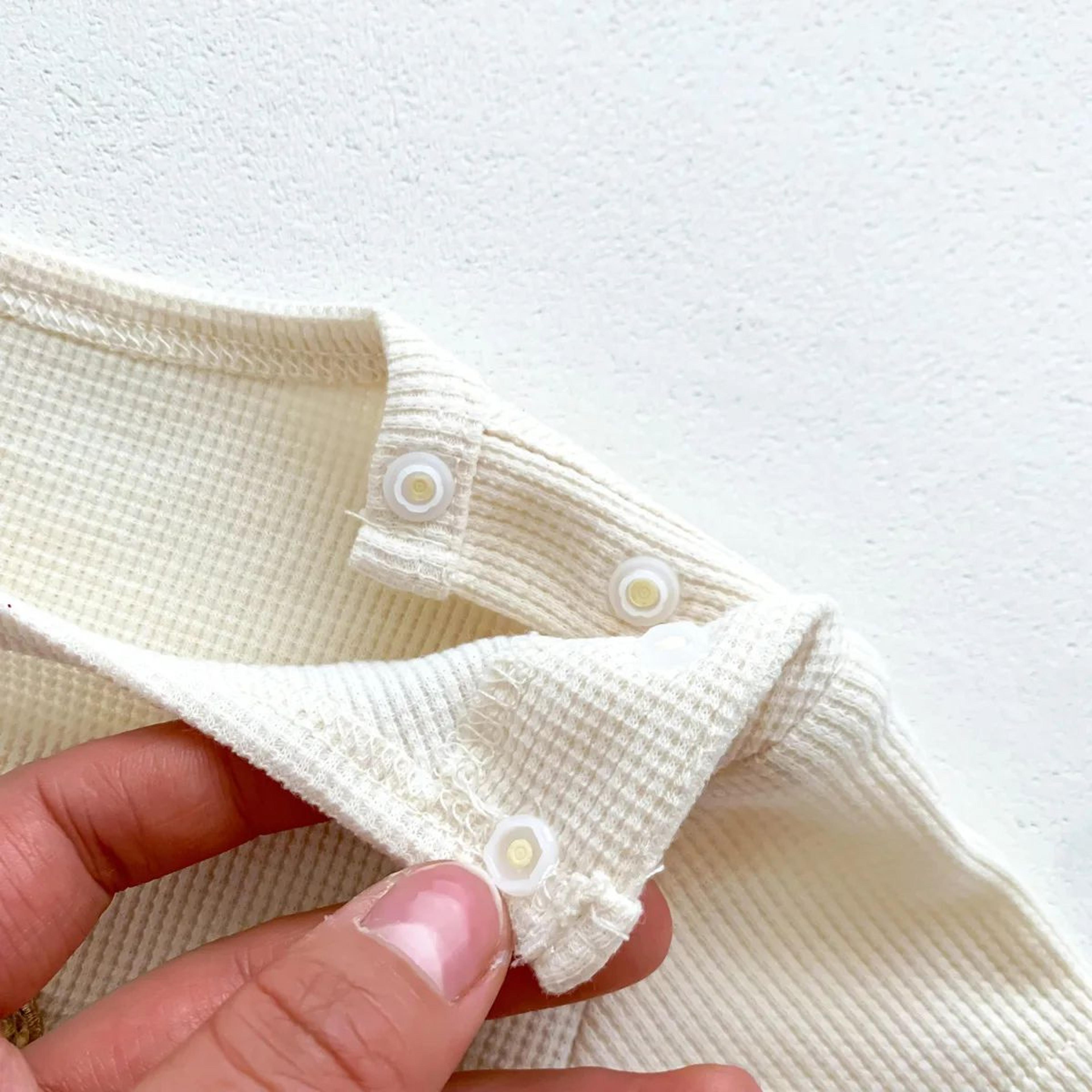 Baby Cotton Waffle Bear Romper With Ear Detail Hat 7