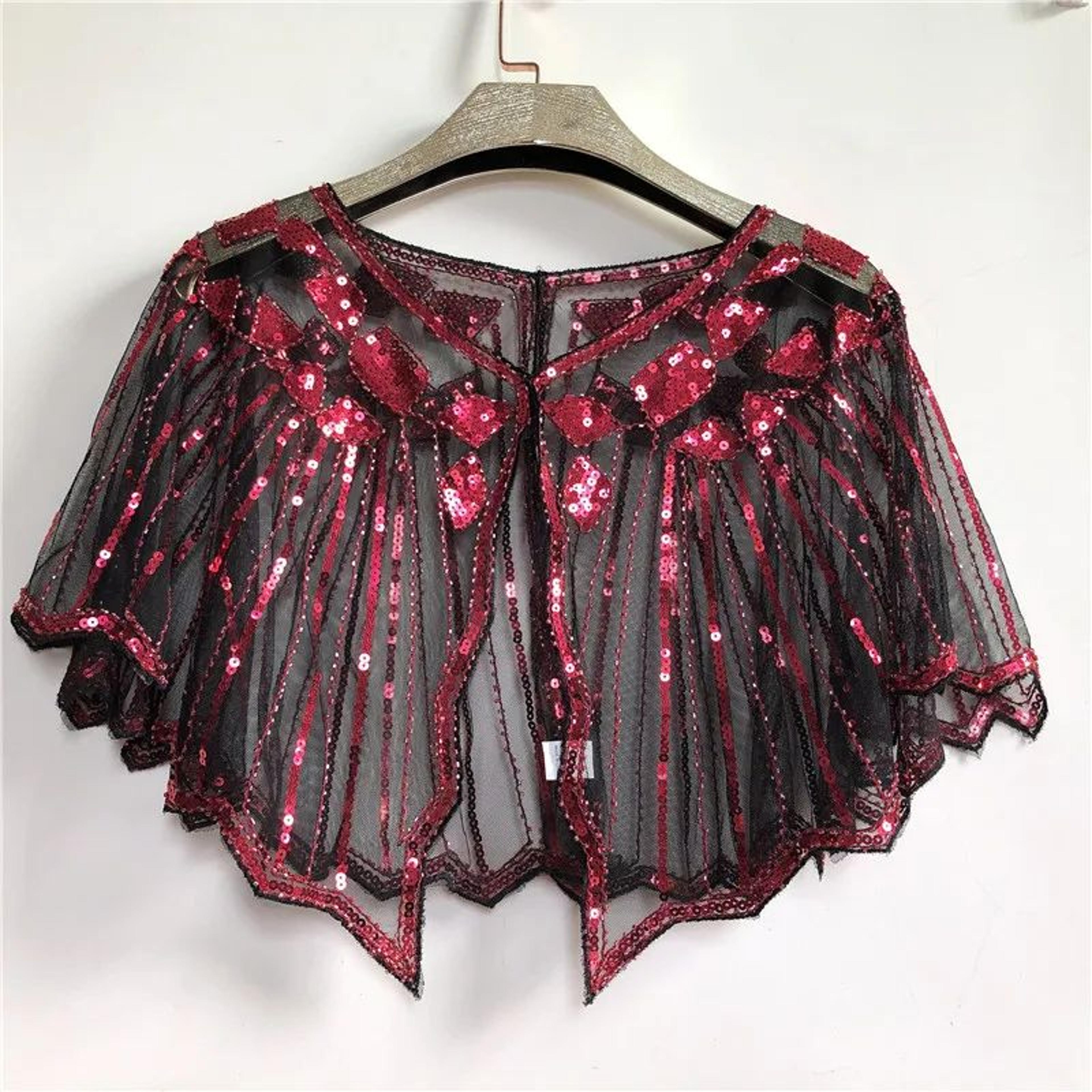 Women Vintage Beaded Sequin Flapper Shawl Cape 20