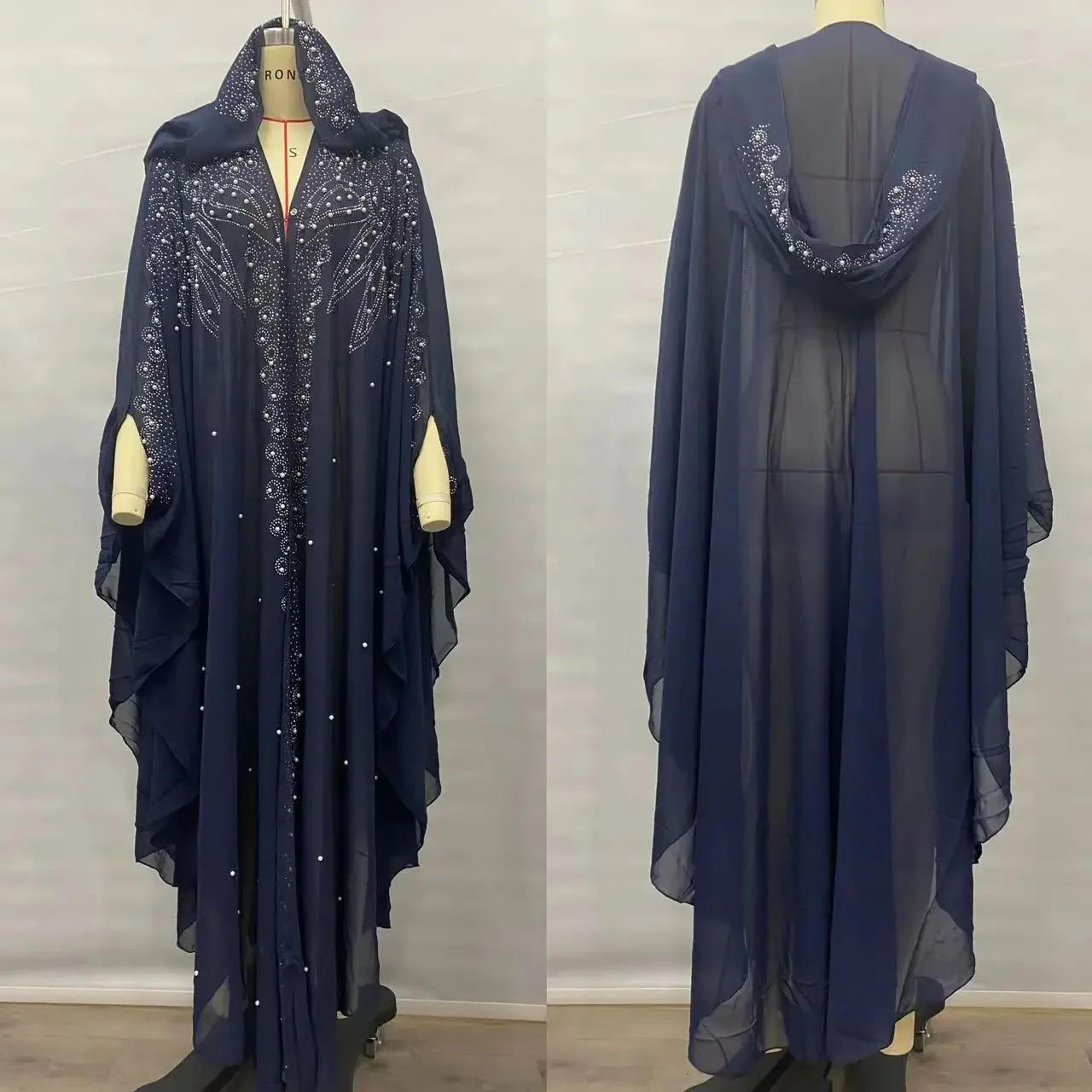 Women Thin Hooded Cape With Sparkling Party Details 5