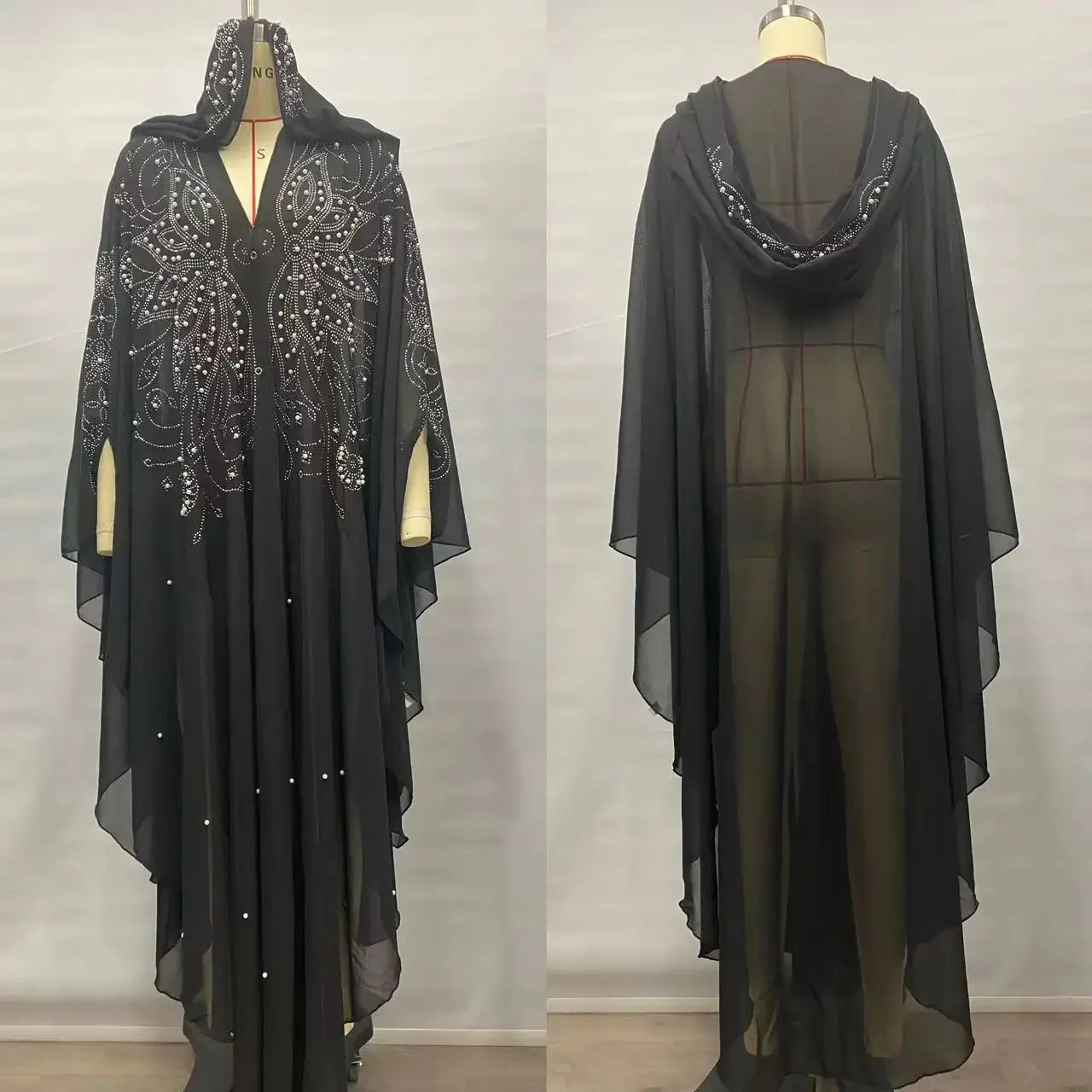 Women Thin Hooded Cape With Sparkling Party Details 10