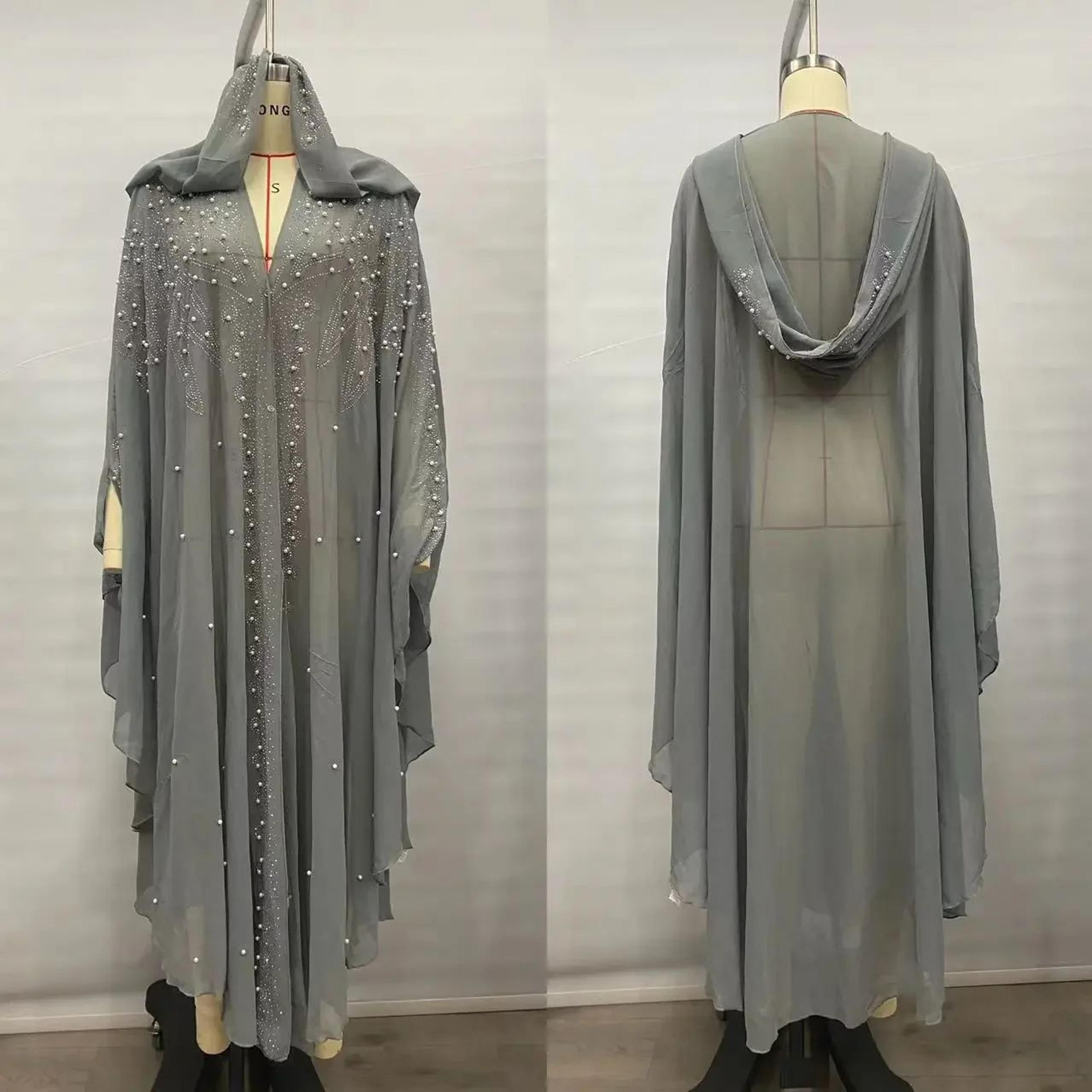 Women Thin Hooded Cape With Sparkling Party Details 8