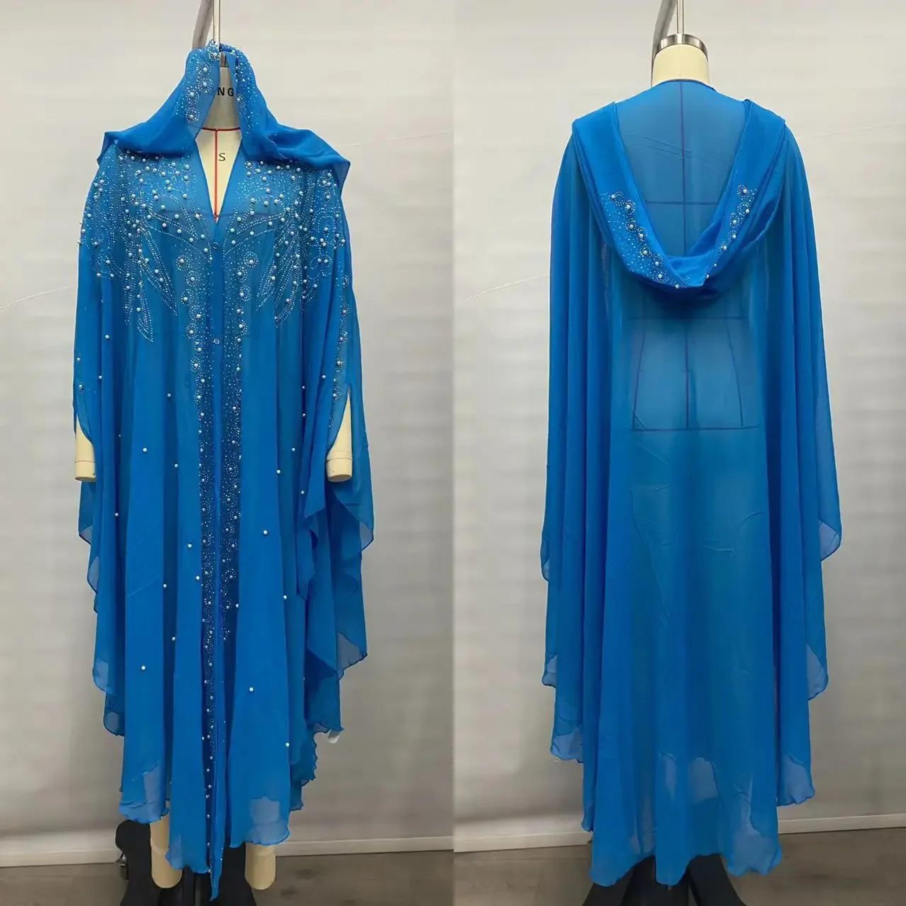Women Thin Hooded Cape With Sparkling Party Details 9