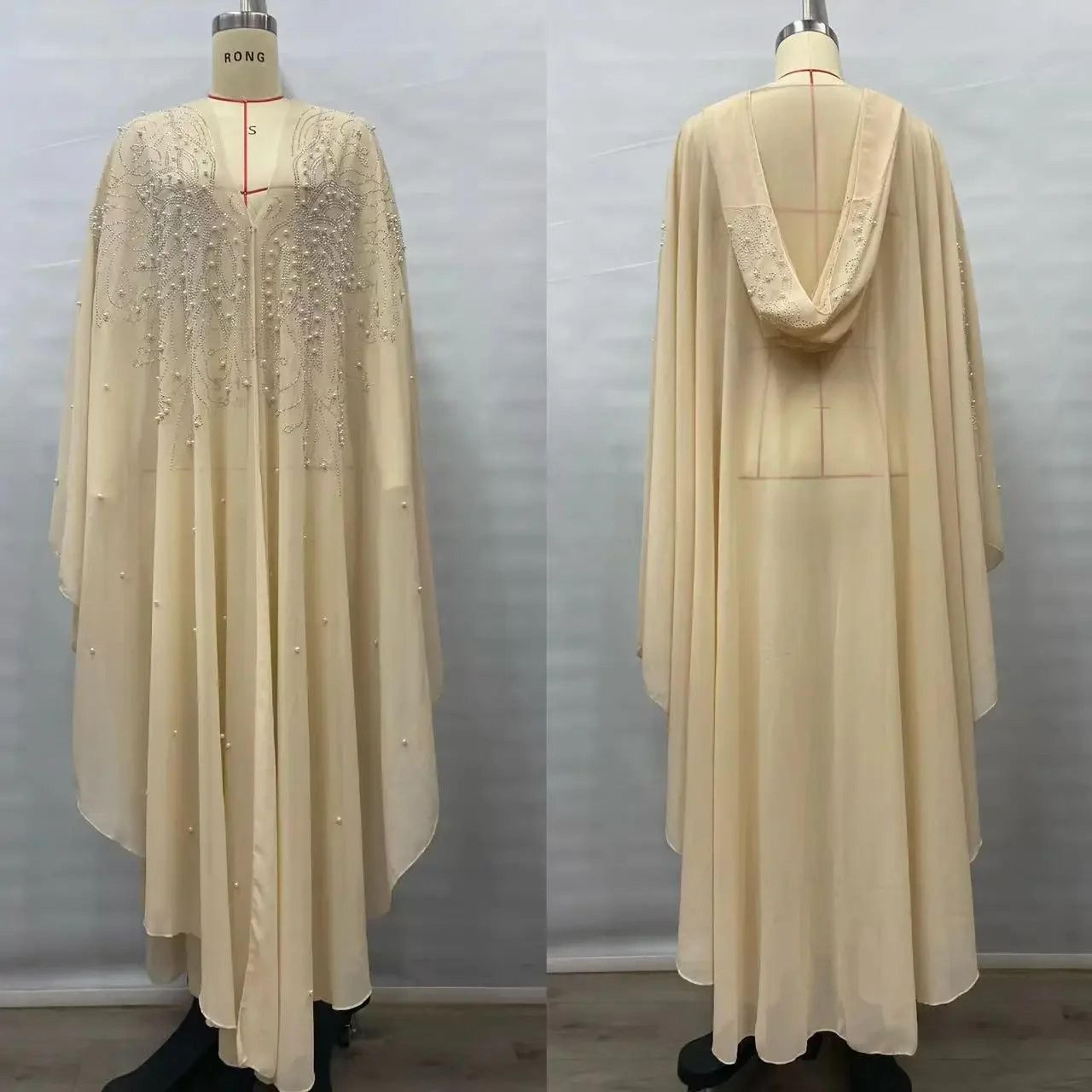 Women Thin Hooded Cape With Sparkling Party Details 6