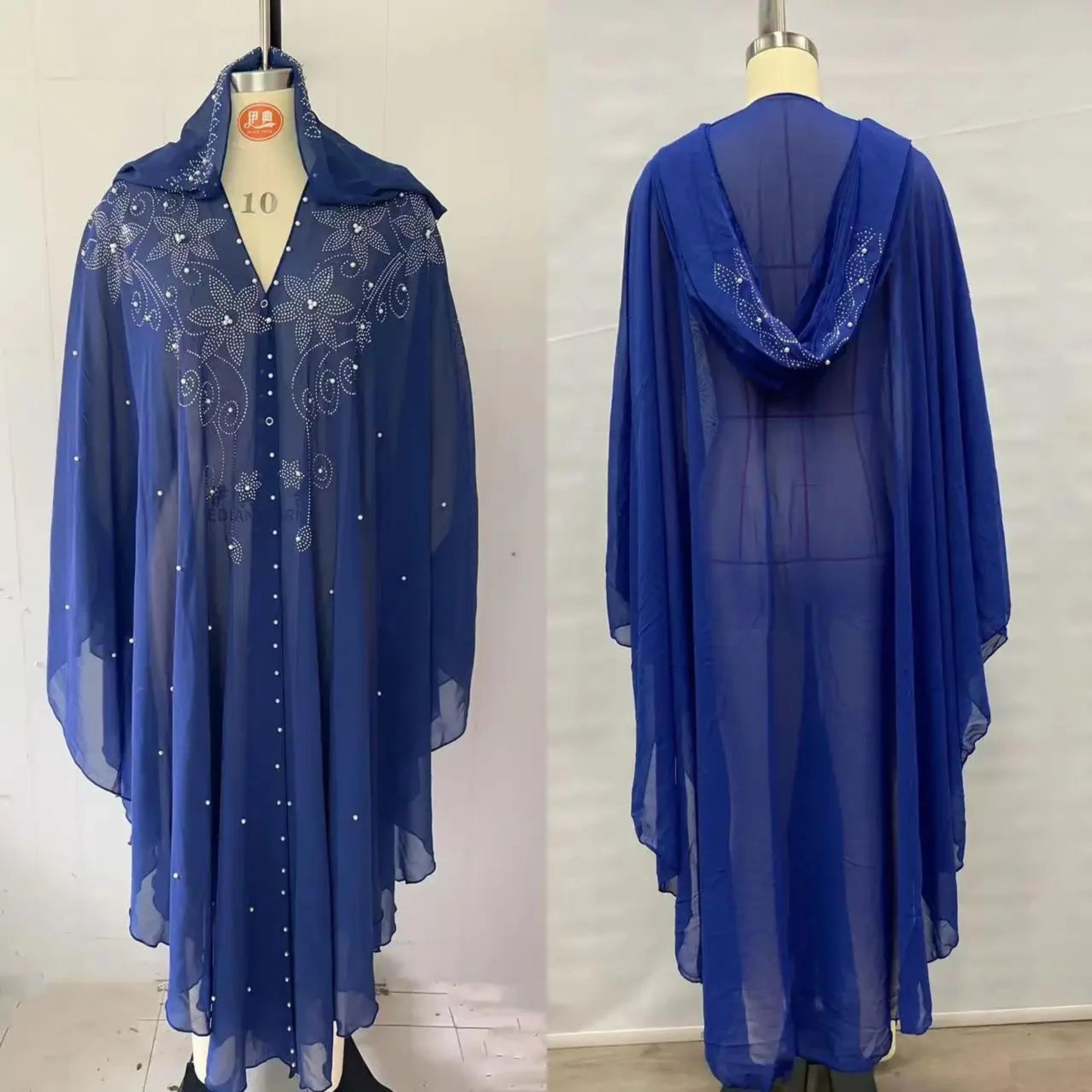 Women Thin Hooded Cape With Sparkling Party Details 13