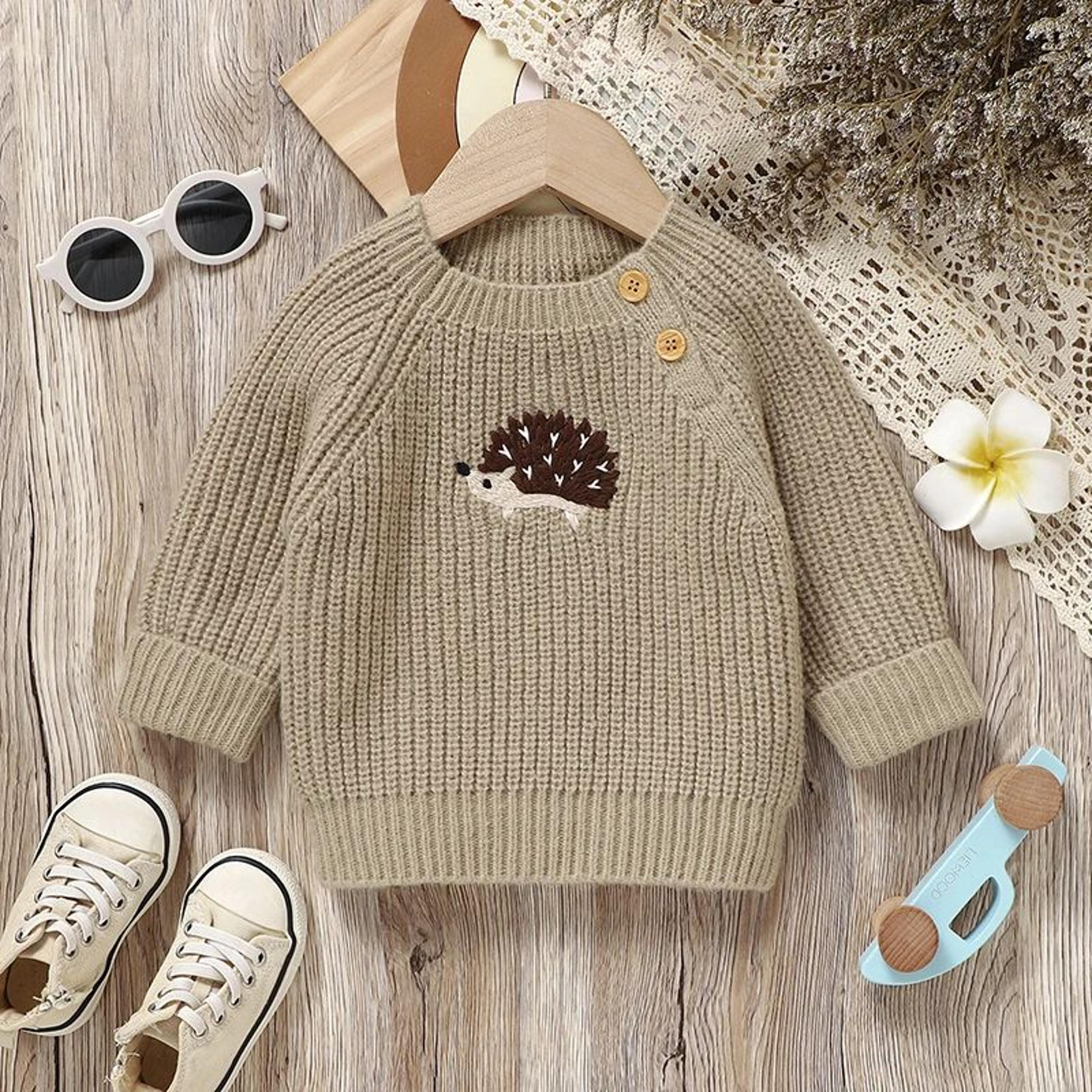Baby Girls And Boys Knitted Hedgehog Pullover Sweater 2