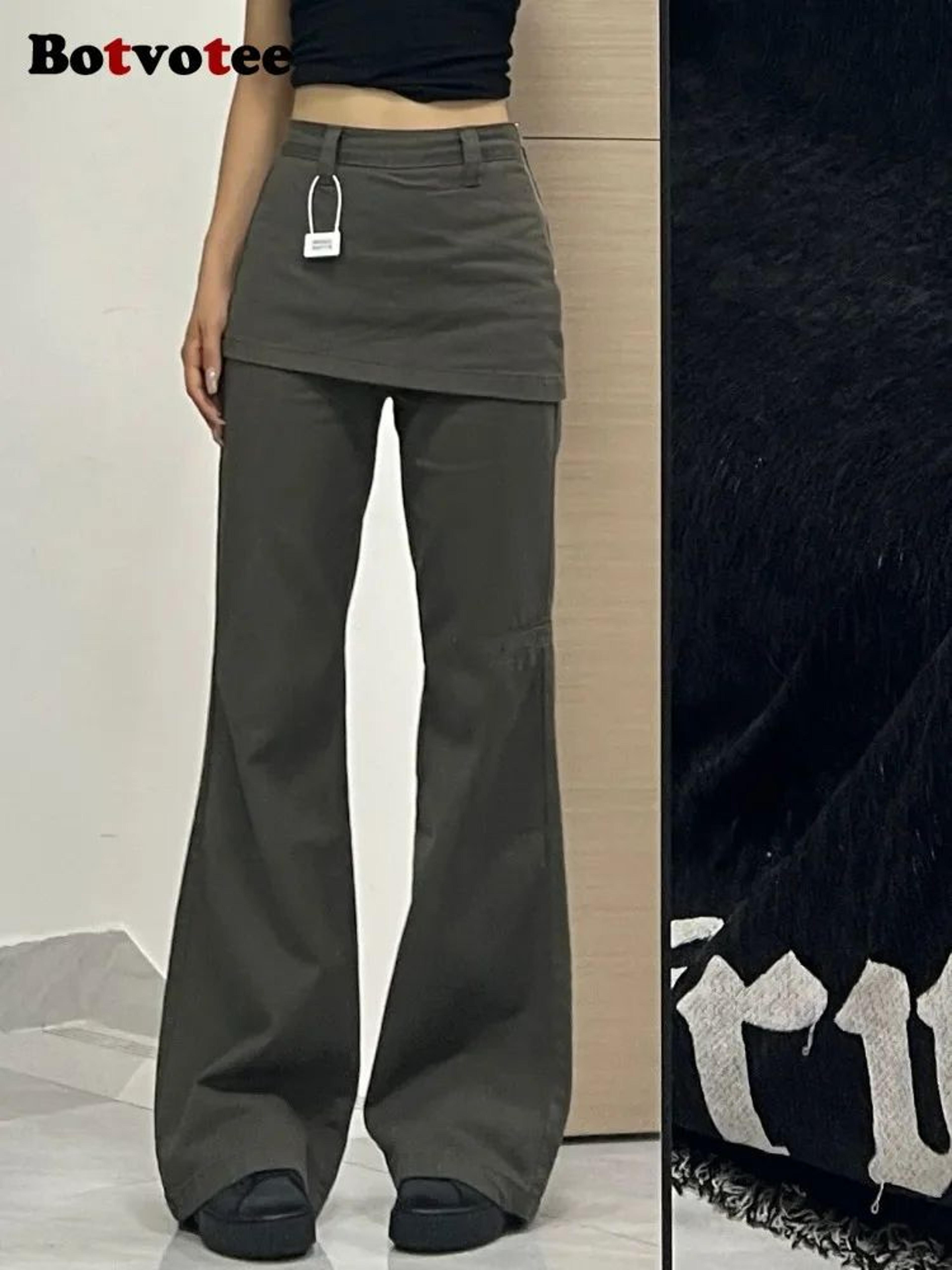 Womens Plus Size High Waisted Wide Leg Jeans With Layered Look 5