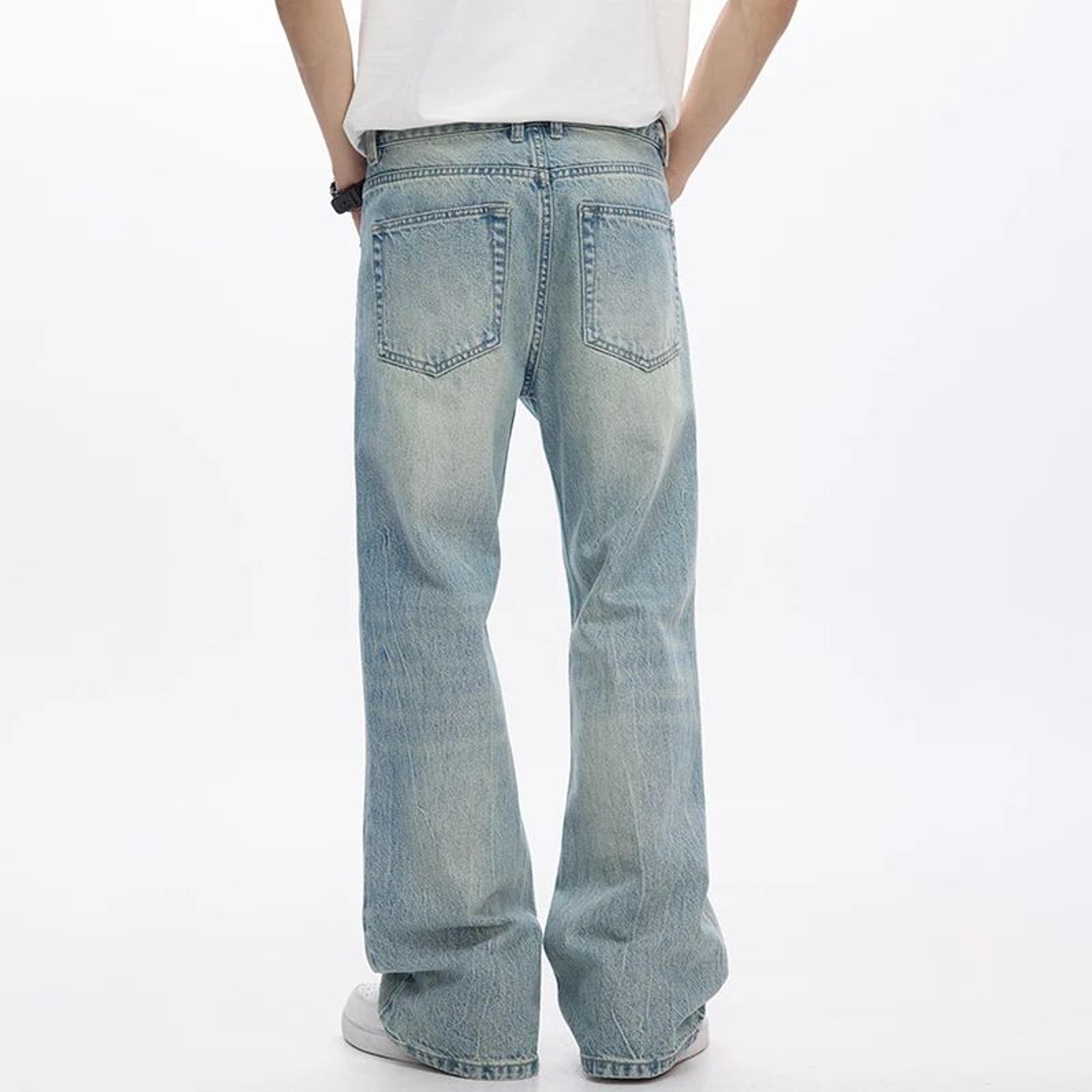 KSTUN Mens Loose Fit Light Blue Flared Bootcut Jeans 3