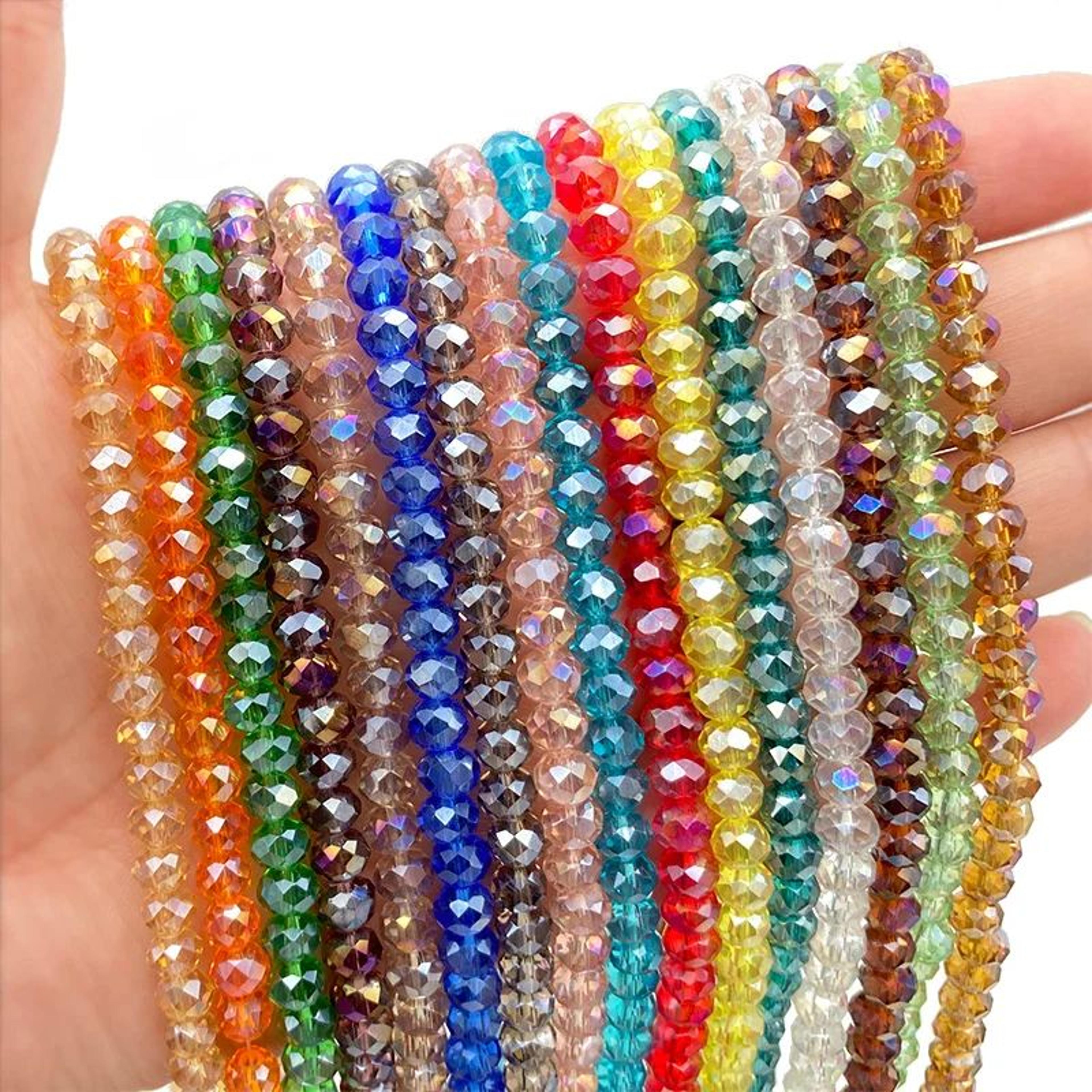 faceted glass rondelle spacer beads for diy jewelry making