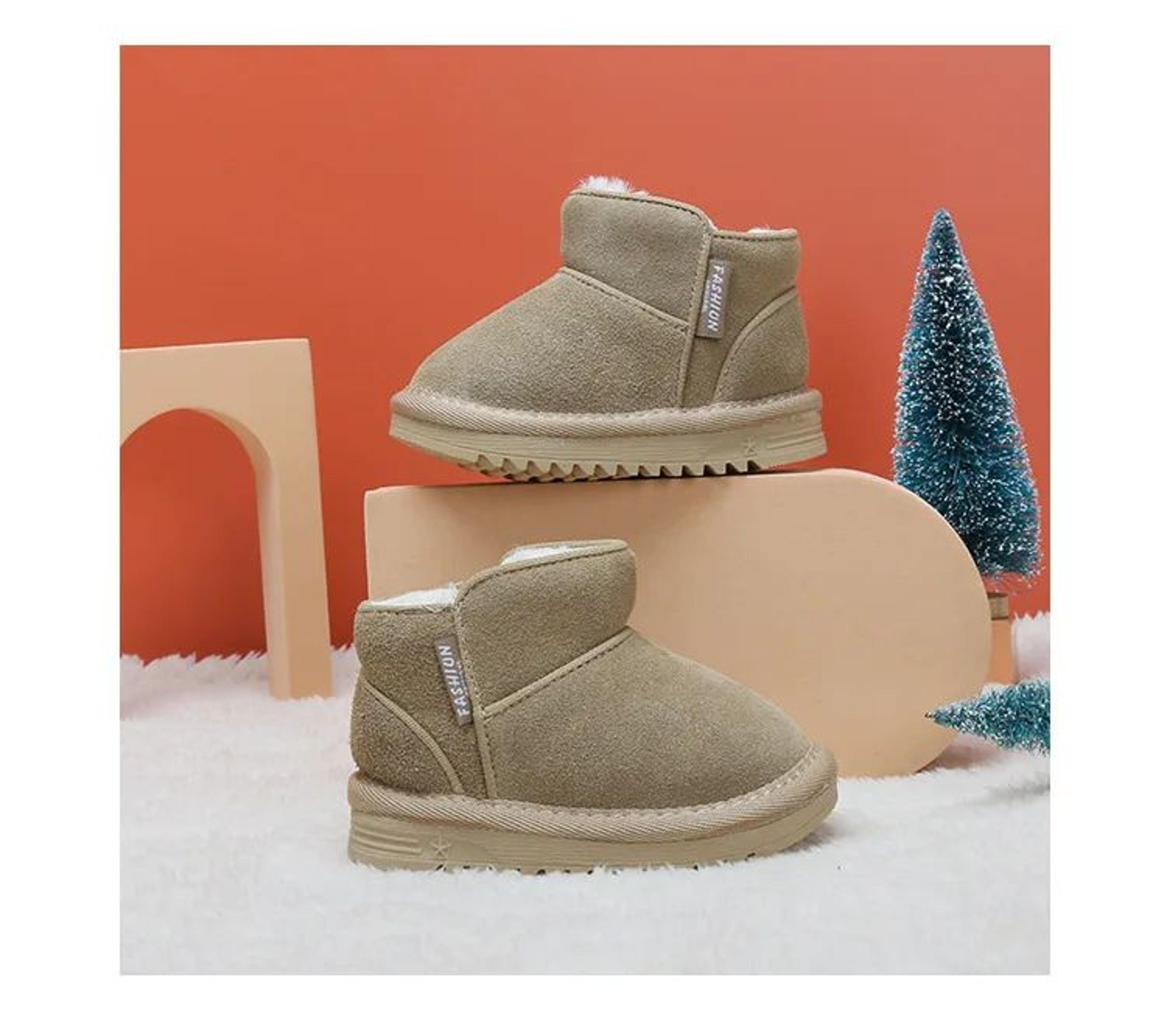 Warm Plush Leather Baby Snow Boots With Side Zipper And Soft Sole 7
