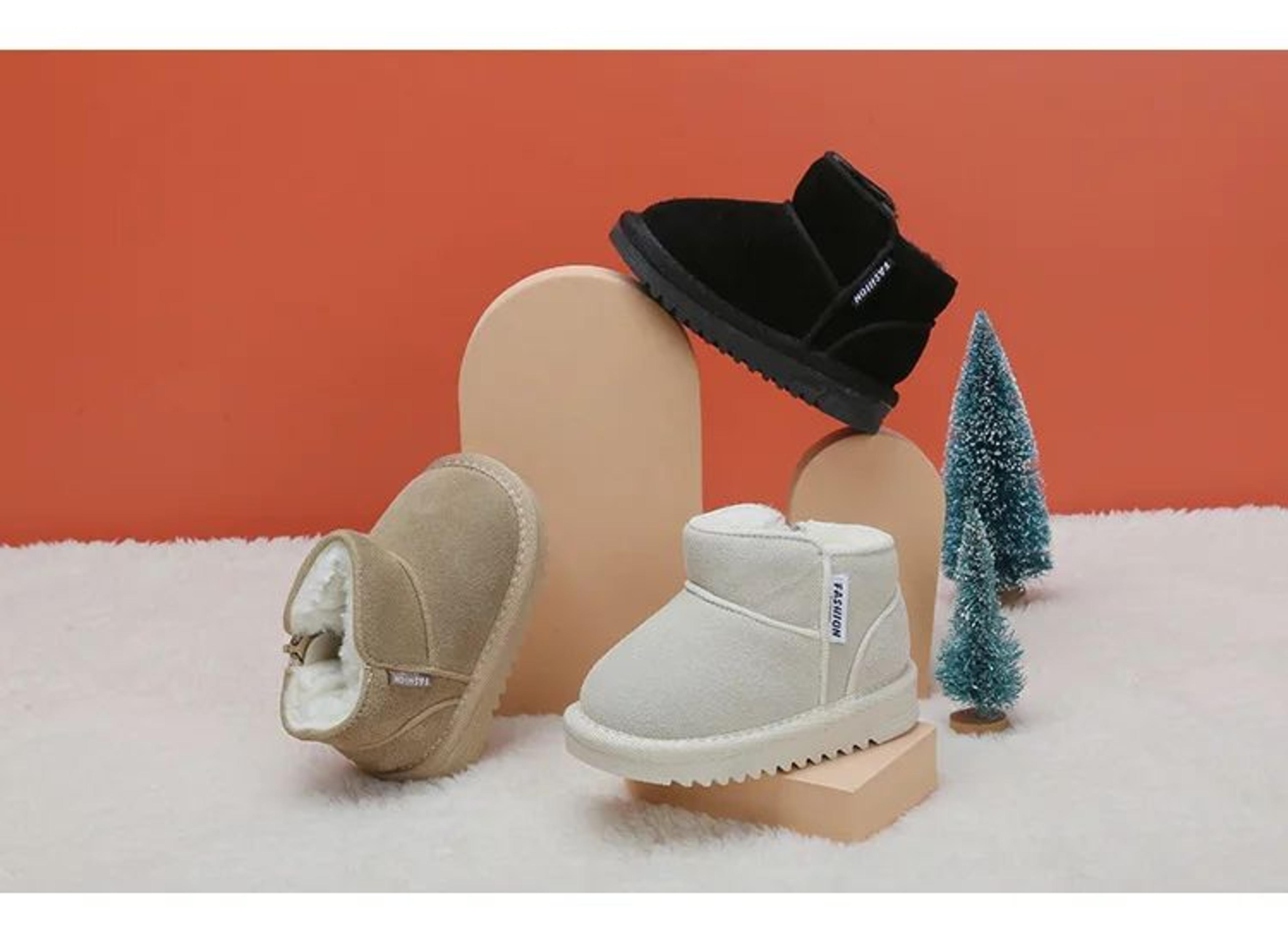 Warm Plush Leather Baby Snow Boots With Side Zipper And Soft Sole 8