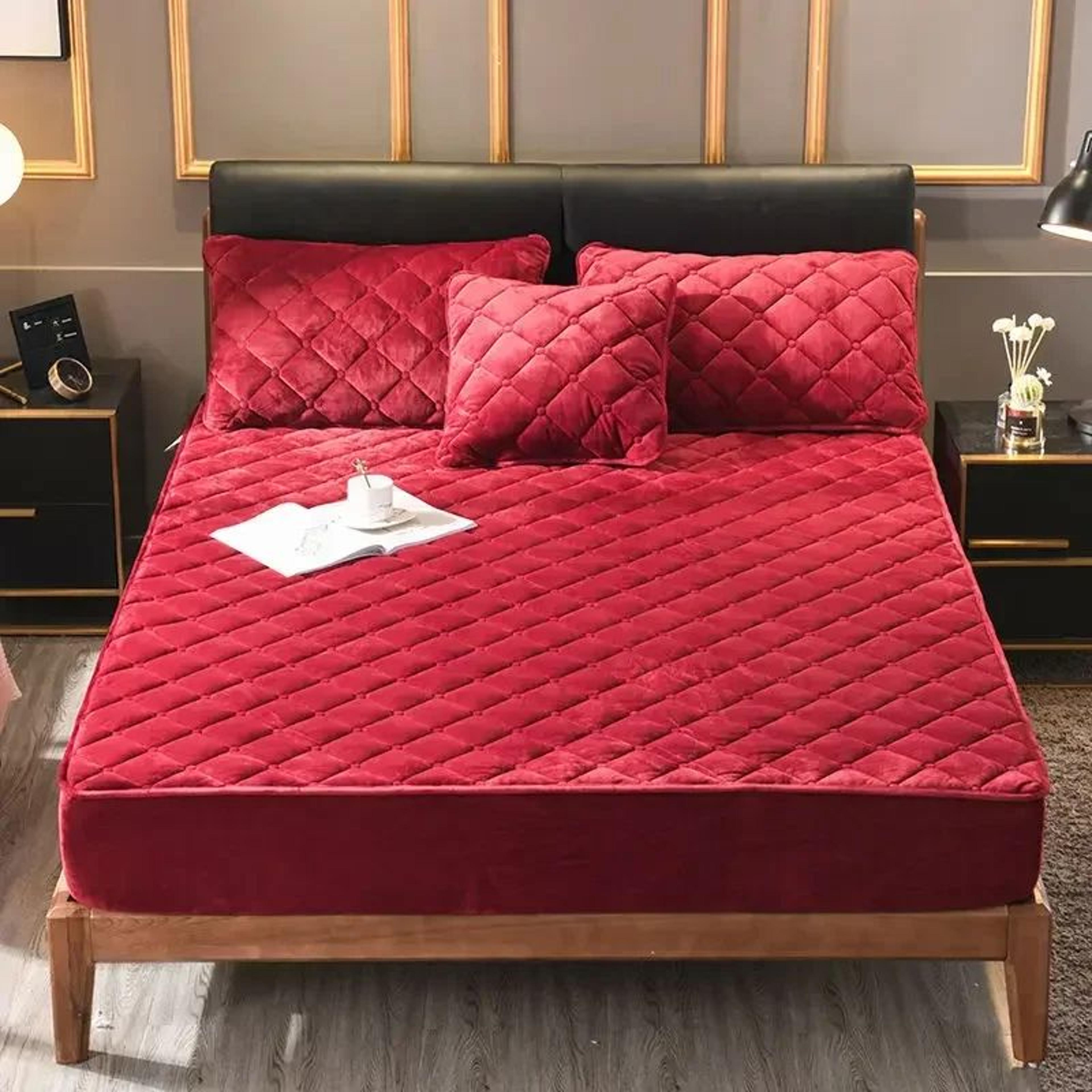 Soft Crystal Velvet Quilted Fitted Mattress Cover For Cozy Bedding 9