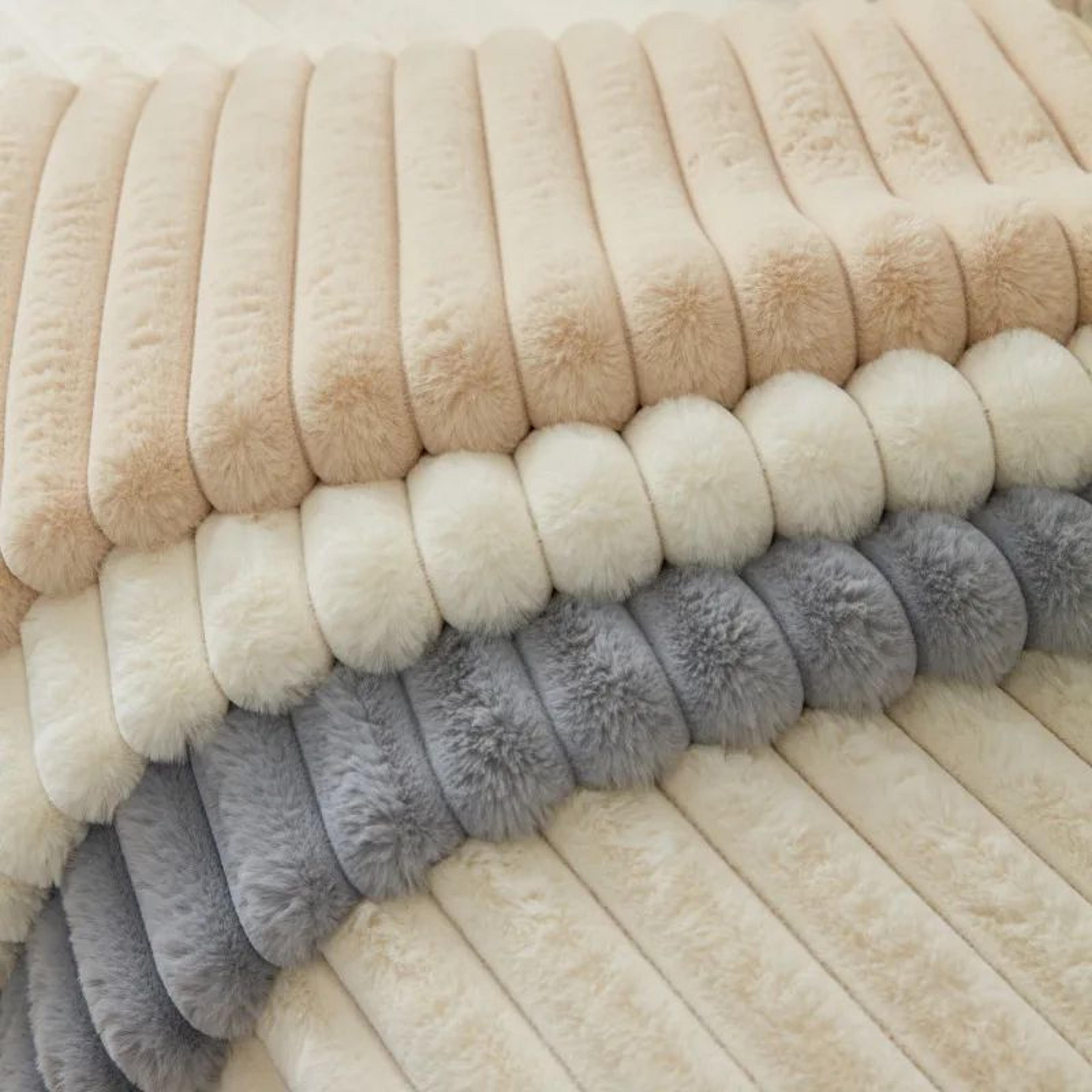 Soft Rabbit Plush Quilted Sofa Cover For Cozy Winter Seating 7