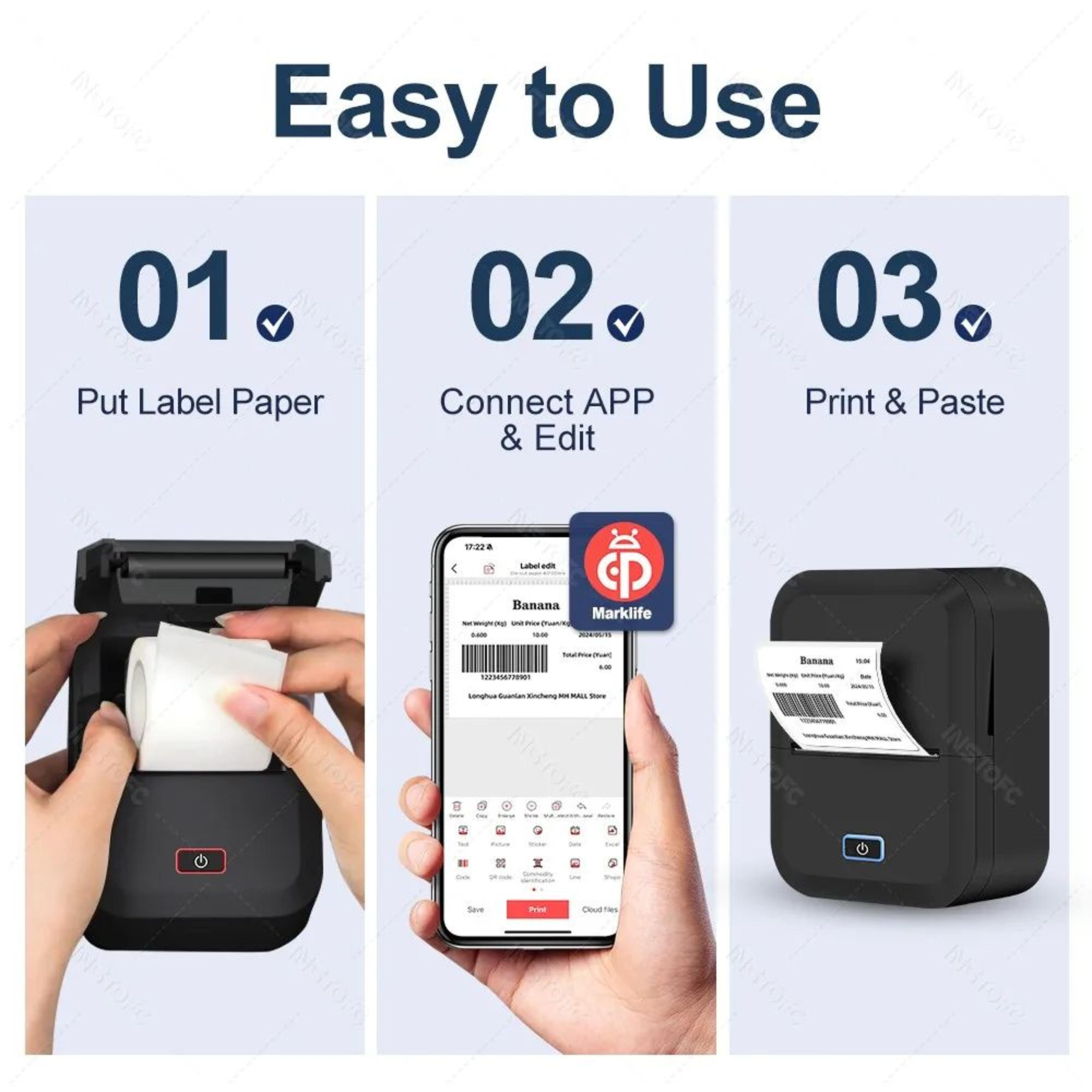 Marklife X2 Mini Portable Inkless Thermal Sticker Label Printer 2