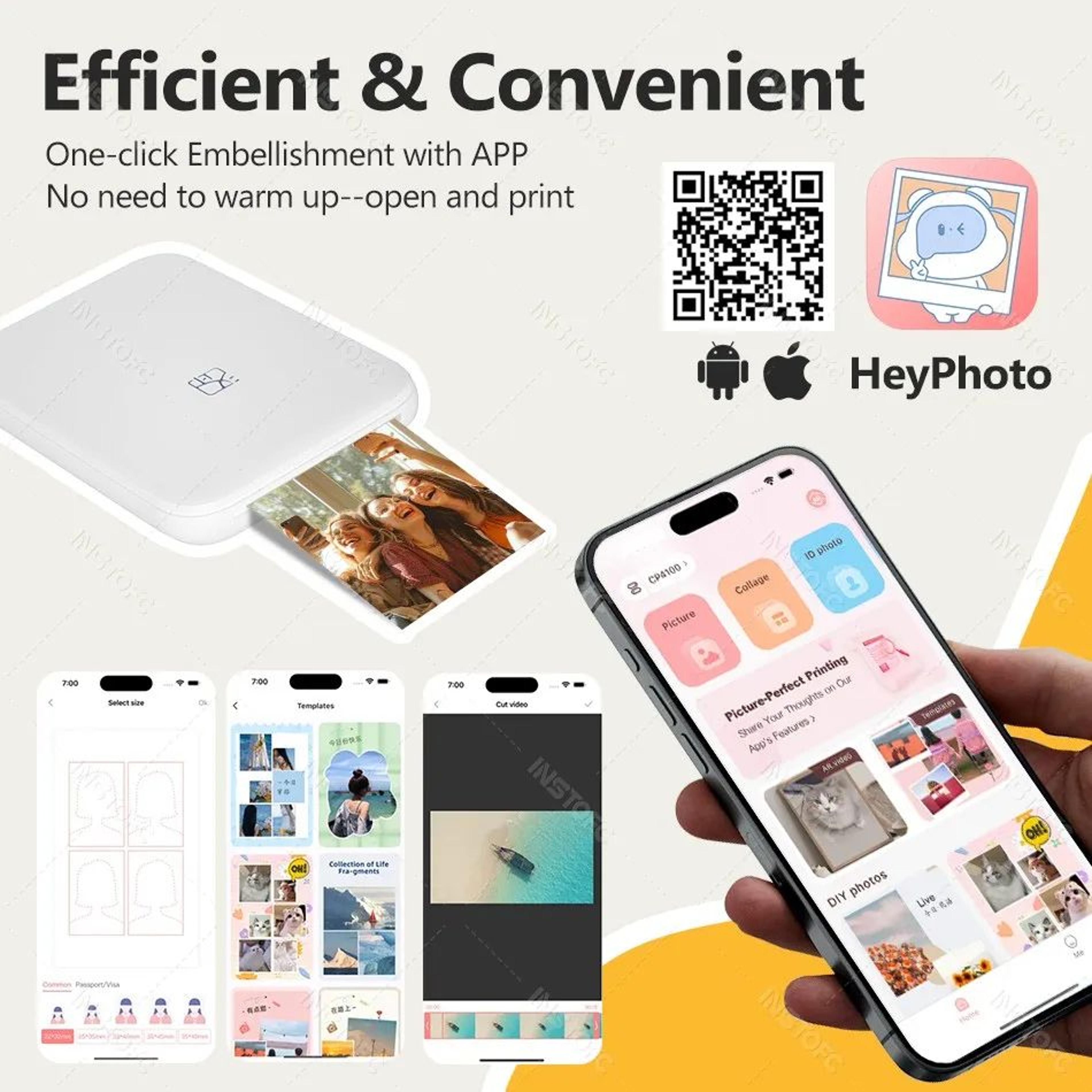 HPRT MT53 Portable Bluetooth Color Photo Printer With Sticky Prints 3