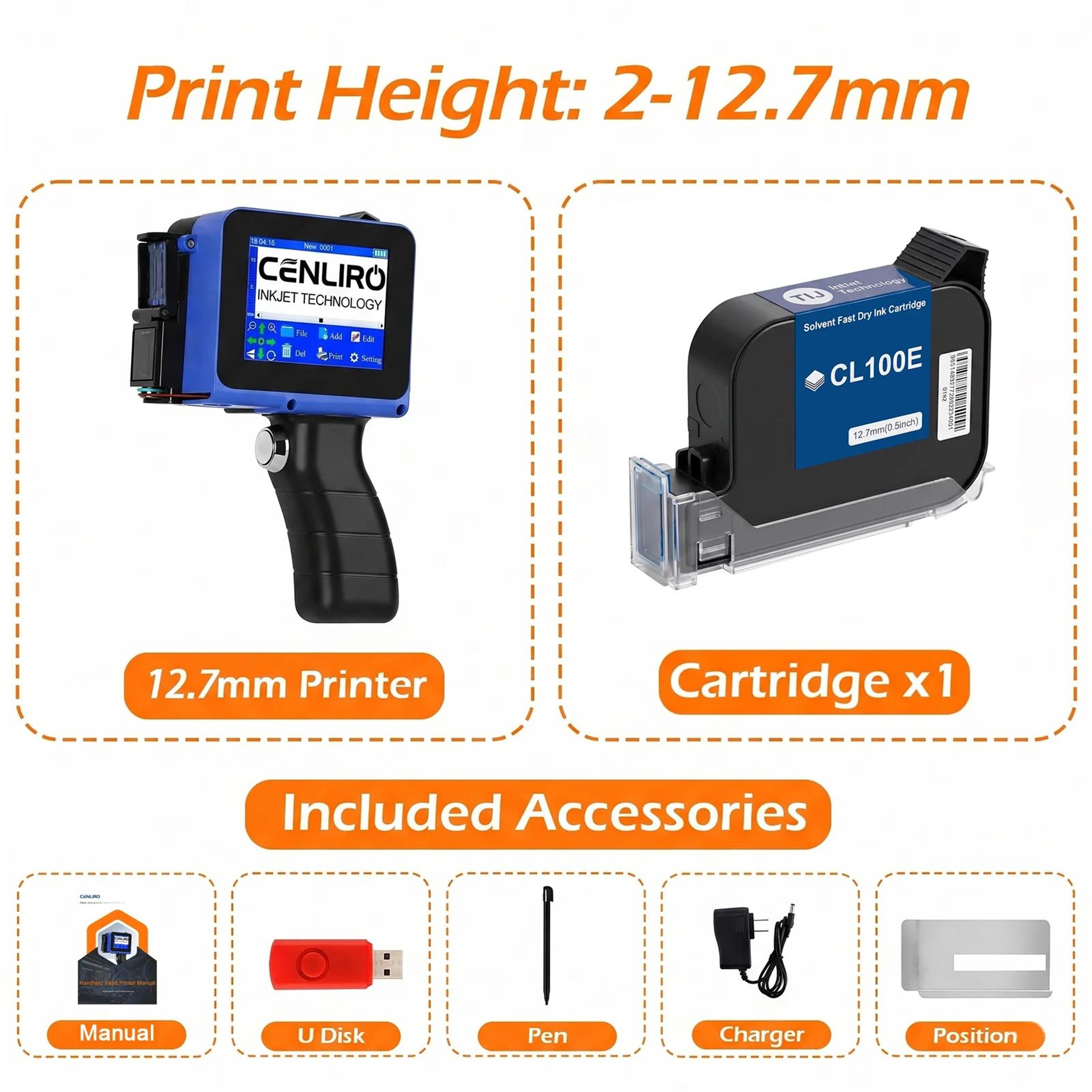 Cenliro CL05P Handheld Inkjet Printer For QR Codes Dates And Logos 9