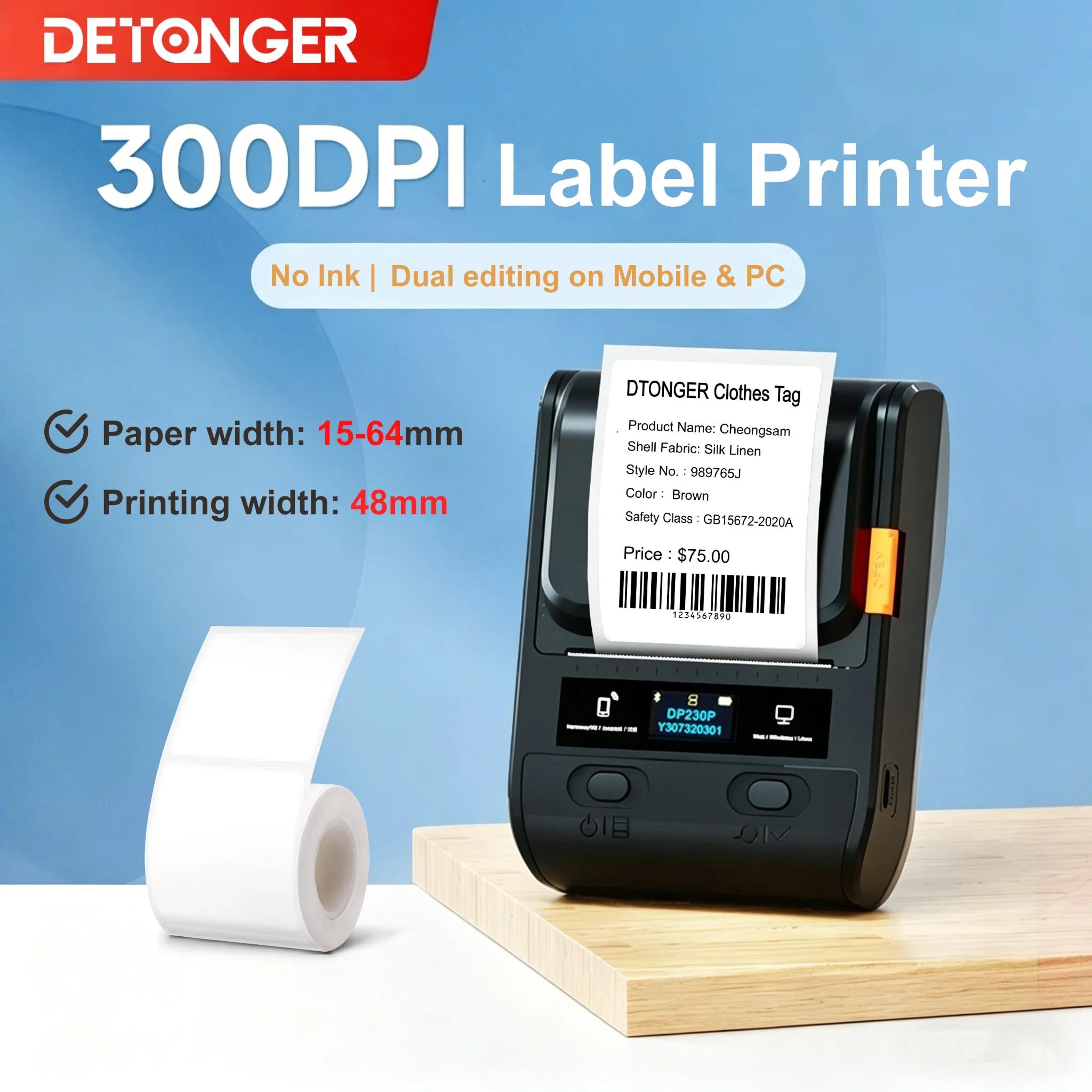 detonger 300dpi bluetooth thermal barcode label printer