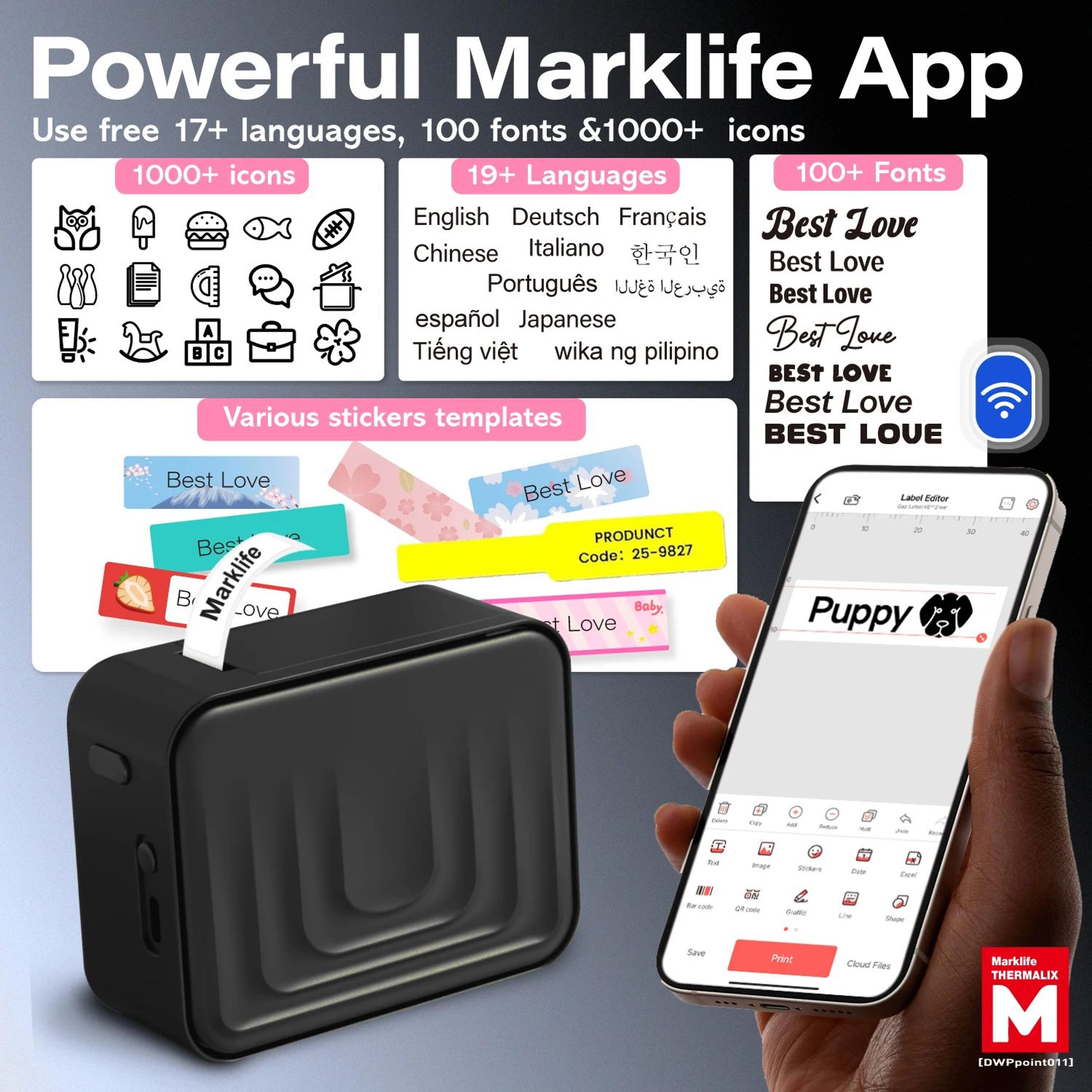 Marklife M1 Mini Bluetooth Thermal Label Printer For Everyday Organization 9