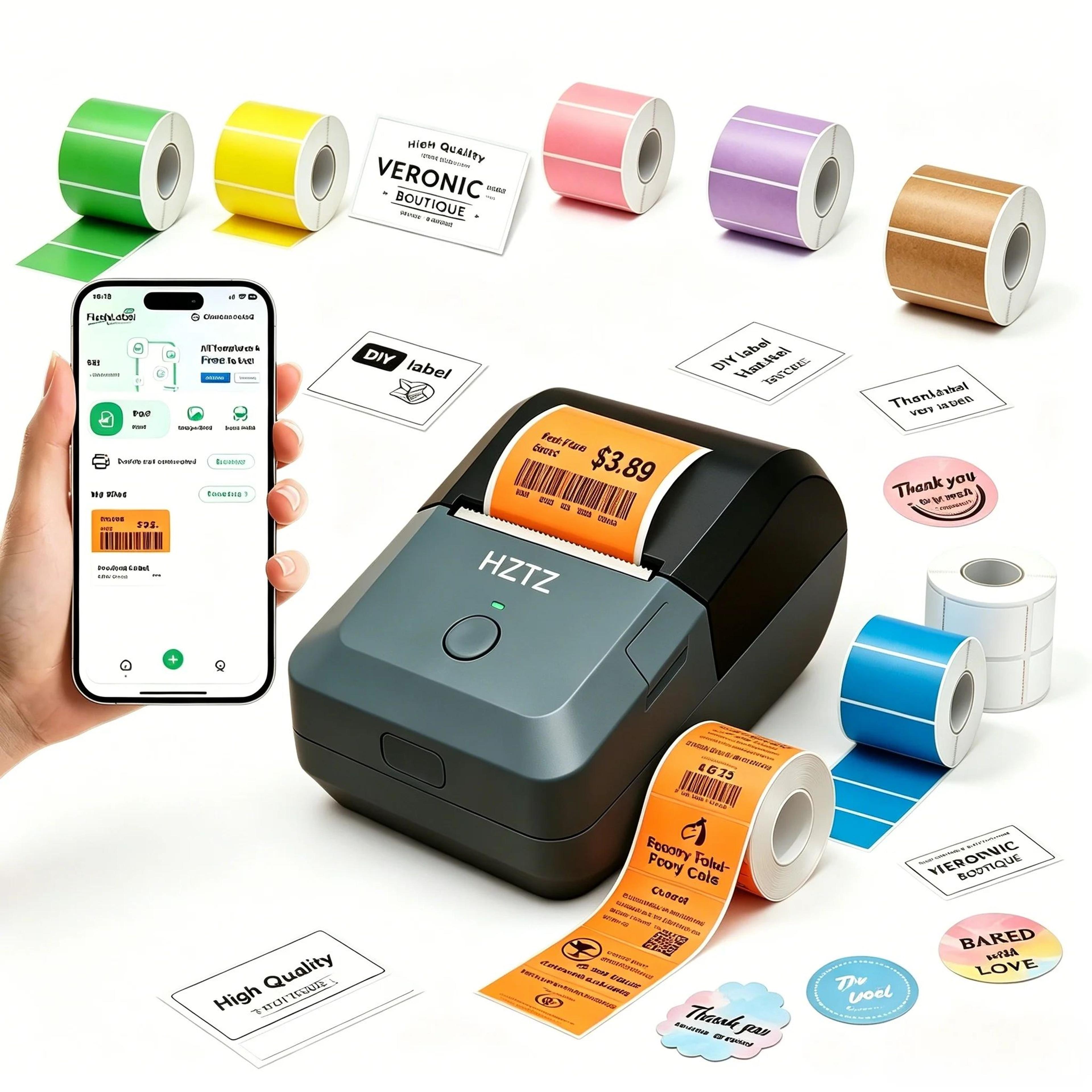 wireless bluetooth thermal label maker for retail and bakery tags