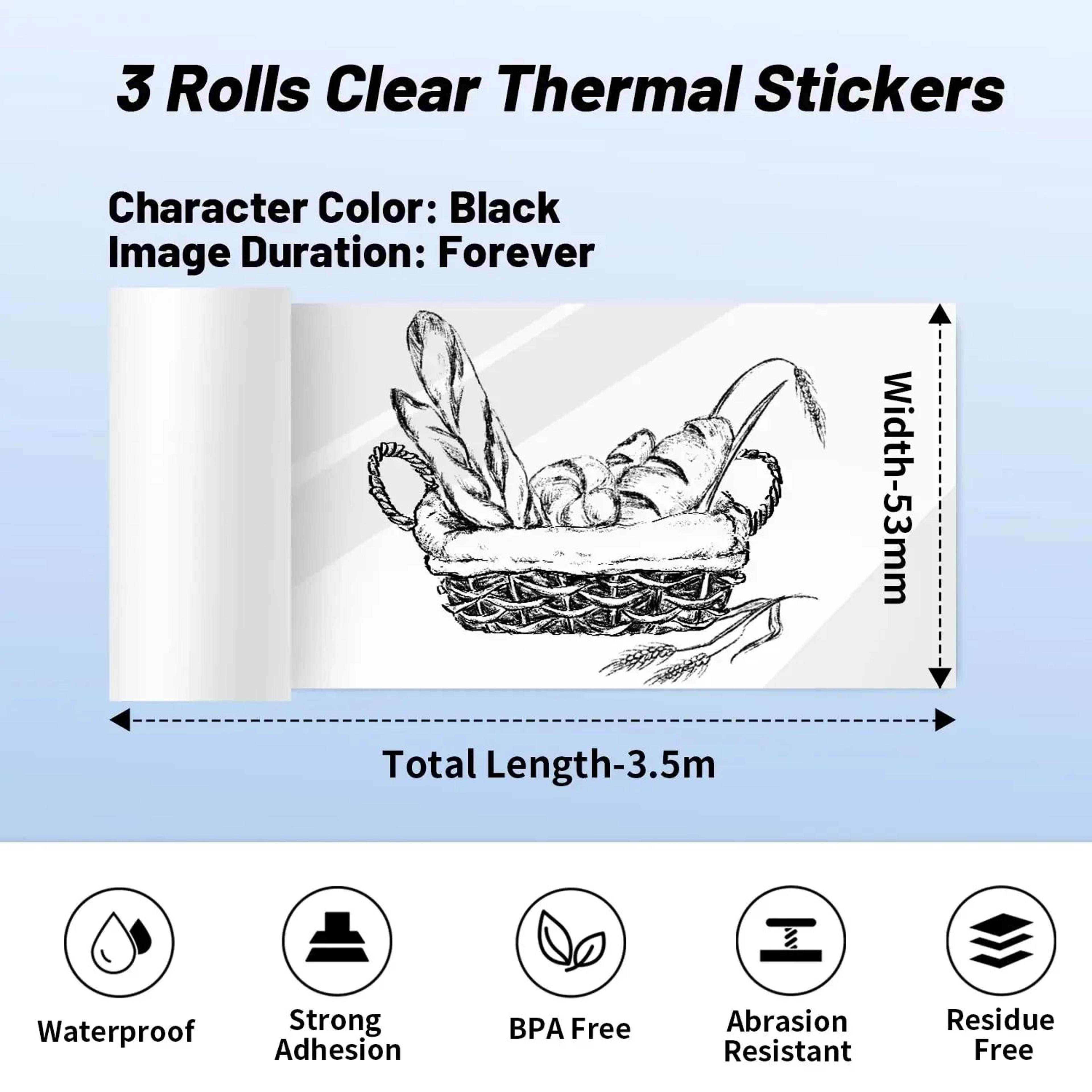 Phomemo Transparent Adhesive Thermal Paper 50mm 3 Roll Pack 1