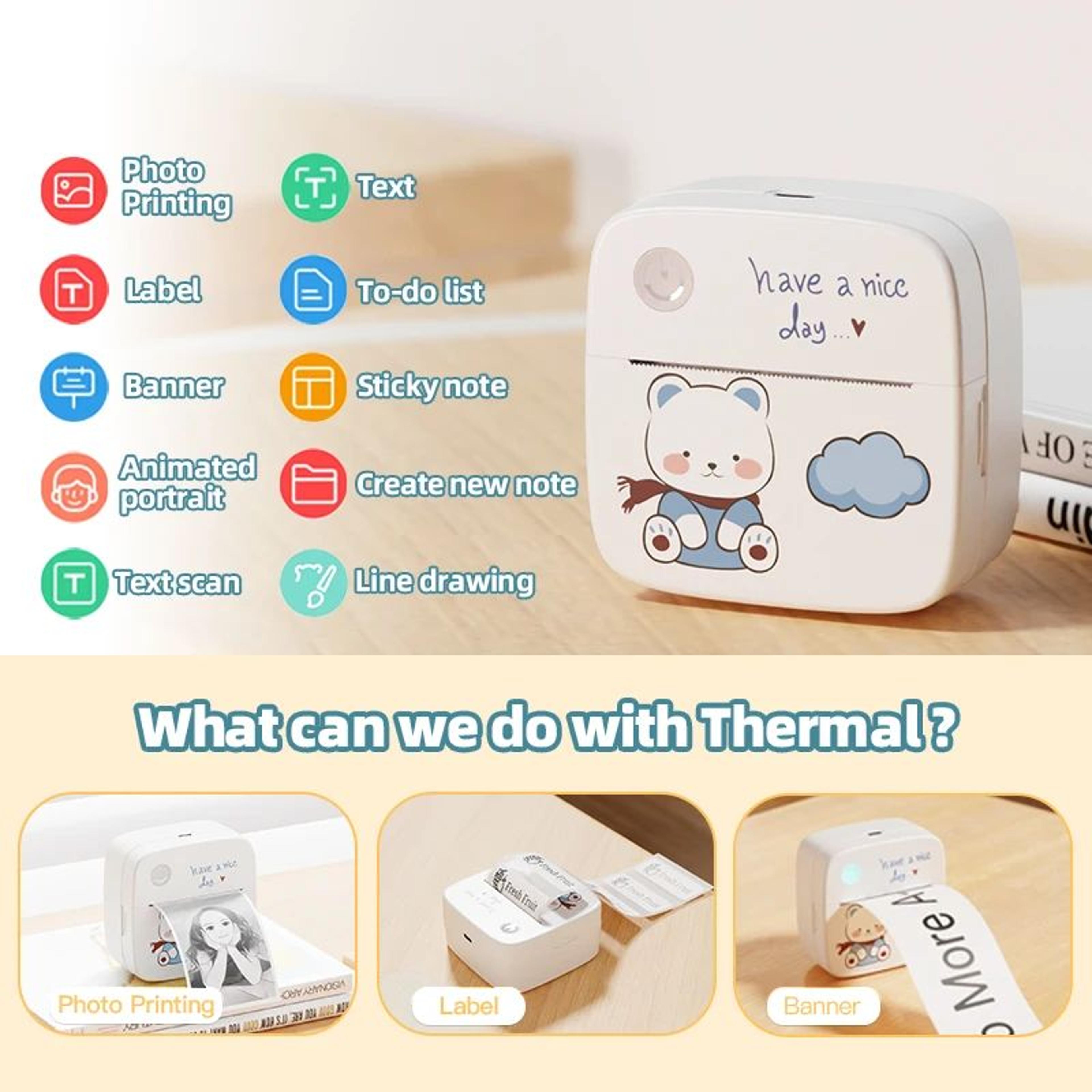 DOLEWA Mini Wireless Inkless Pocket Printer For Stickers And Labels 5
