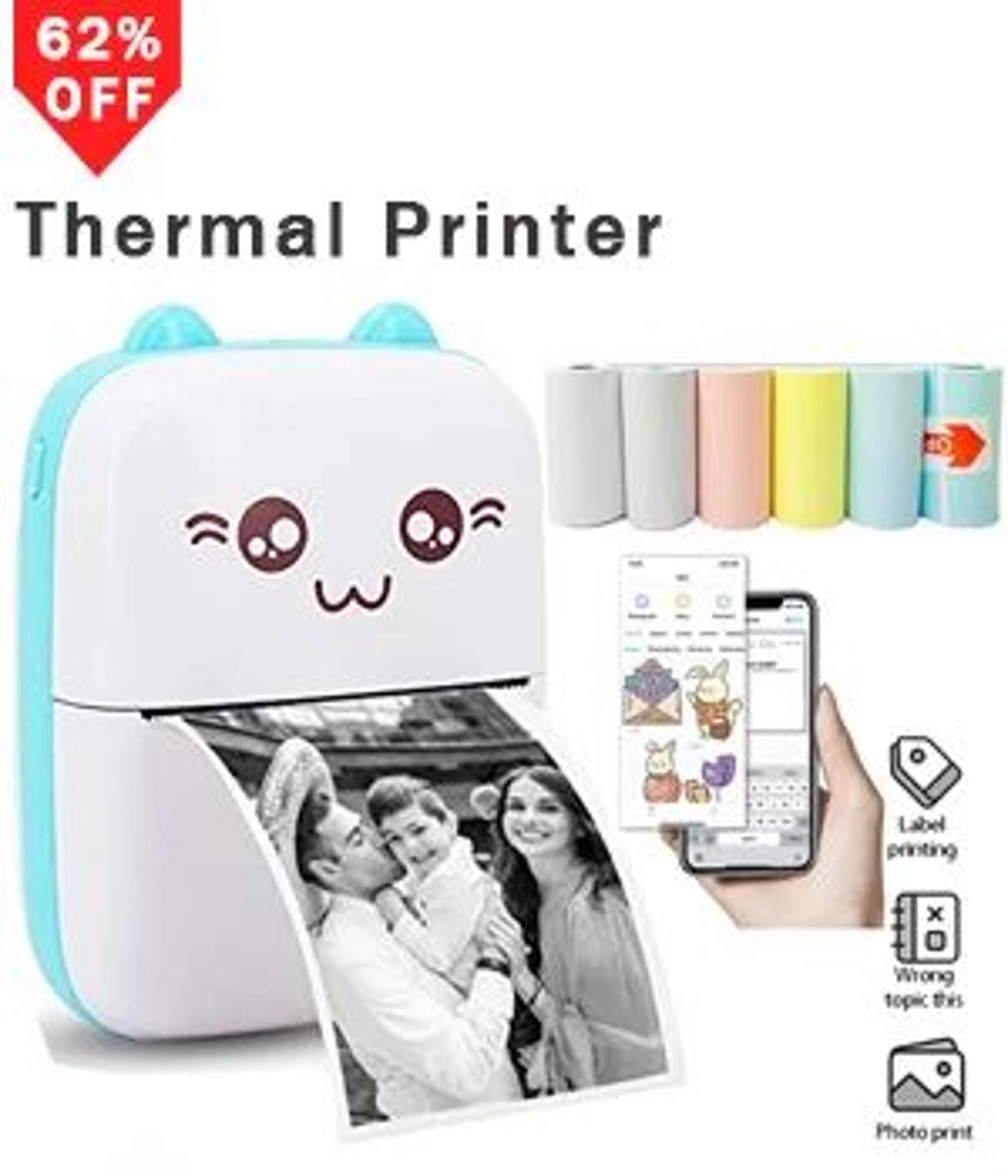 Mini Wireless Inkless Pocket Printer For Photos Stickers And Labels 6