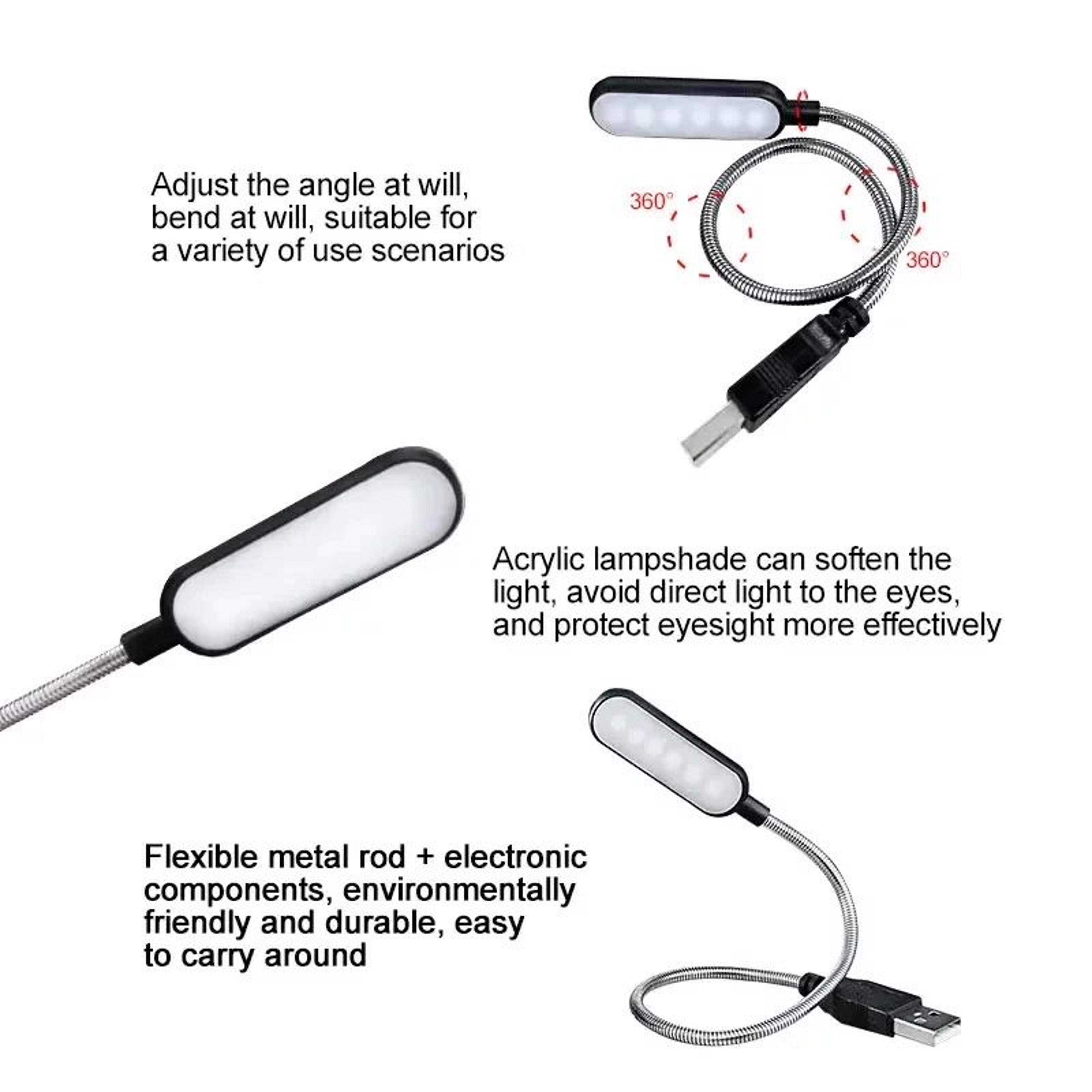 HOMEFISH Mini Flexible USB LED Reading Light For Laptop And Power Bank 5