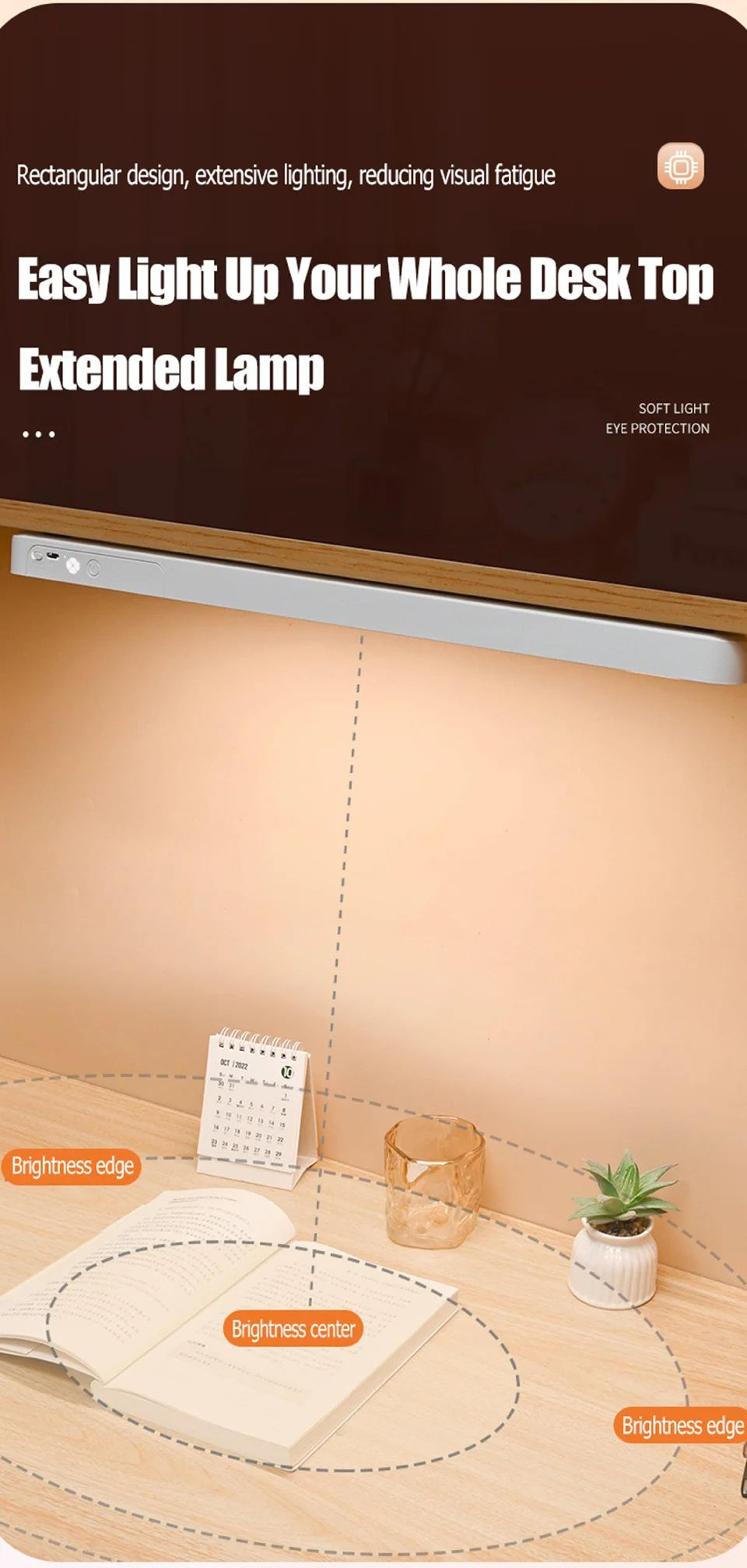 HOMEFISH Rechargeable LED Desk Reading Lamp And Light Bar 4