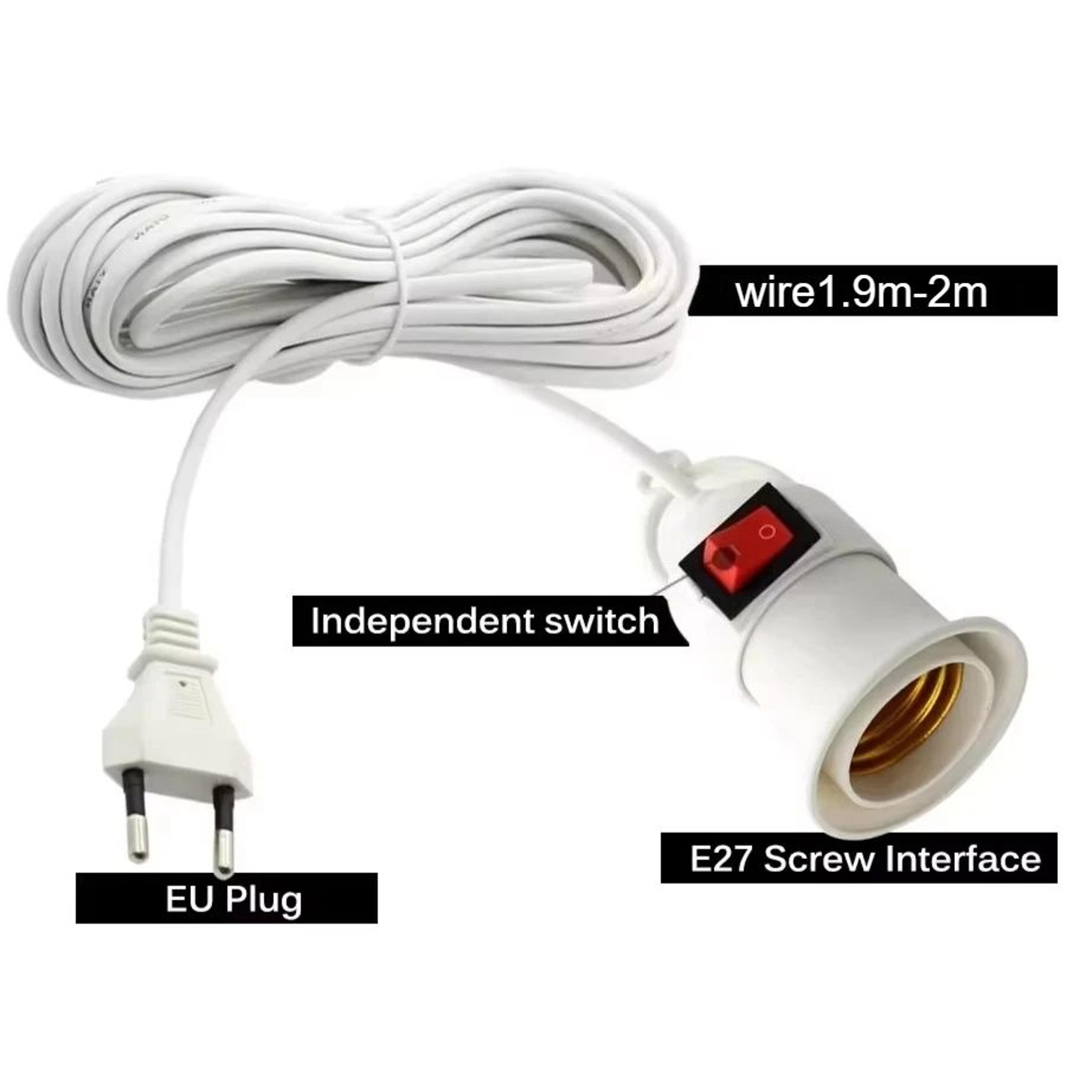 Flexible E27 Plug In Lamp Holder With Switch And EU Plug 3